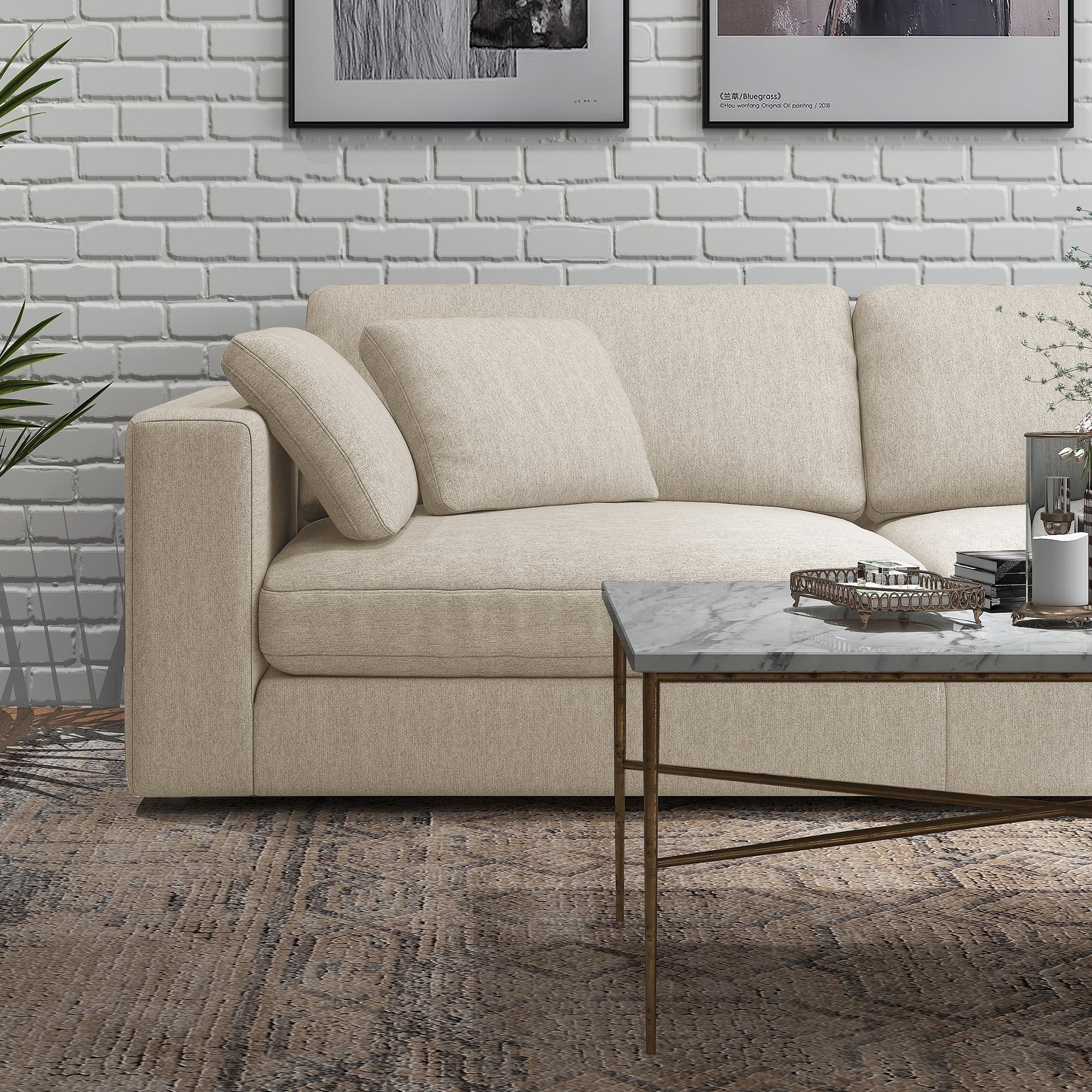 Joelle - Sectional Sofa - Beige Fabric