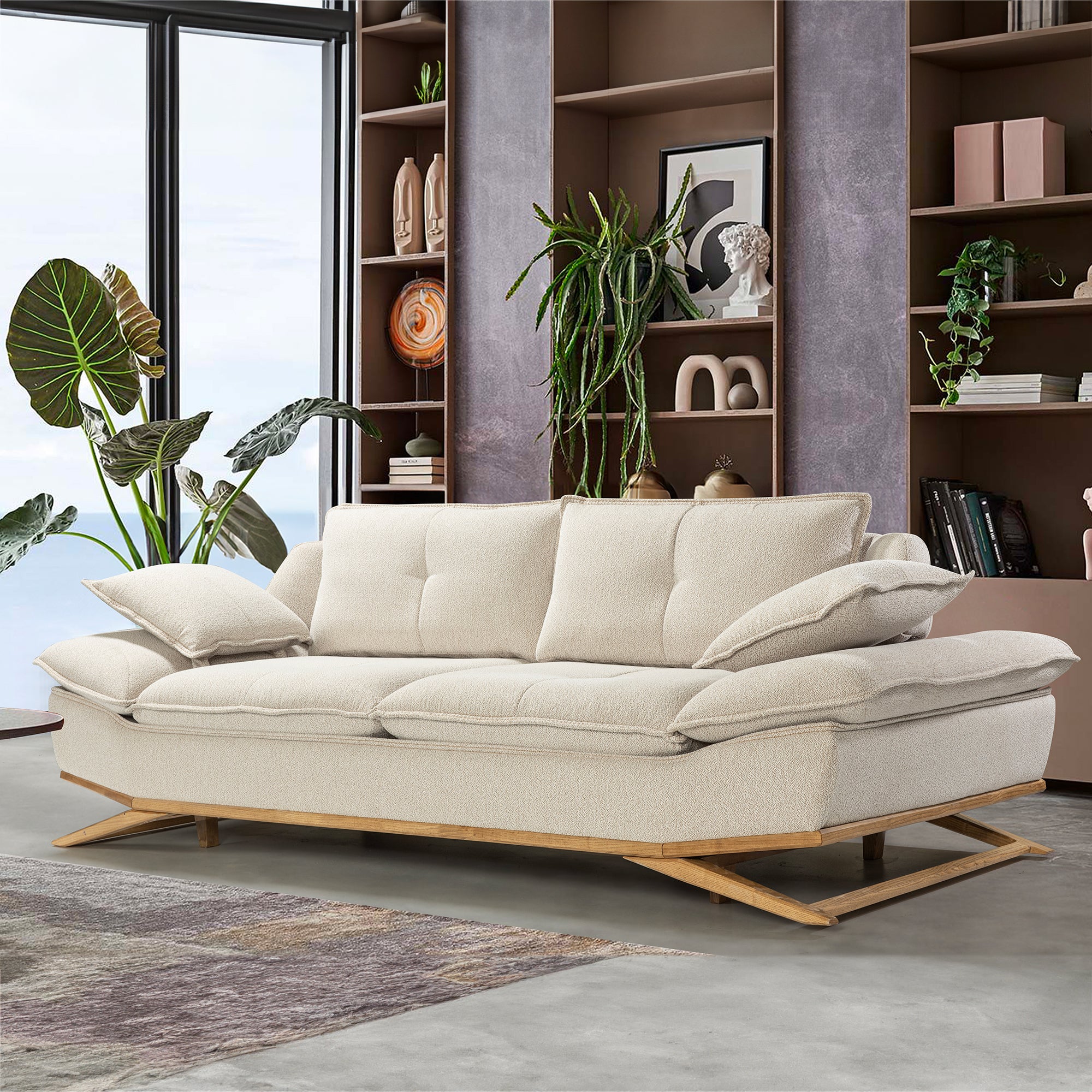 WoW - Adjustable Backrest Sofa - Beige Fabric