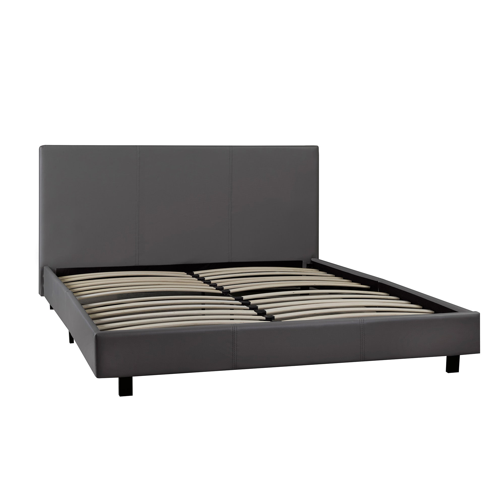 Renzo - Full Bed - Grey Faux Leather