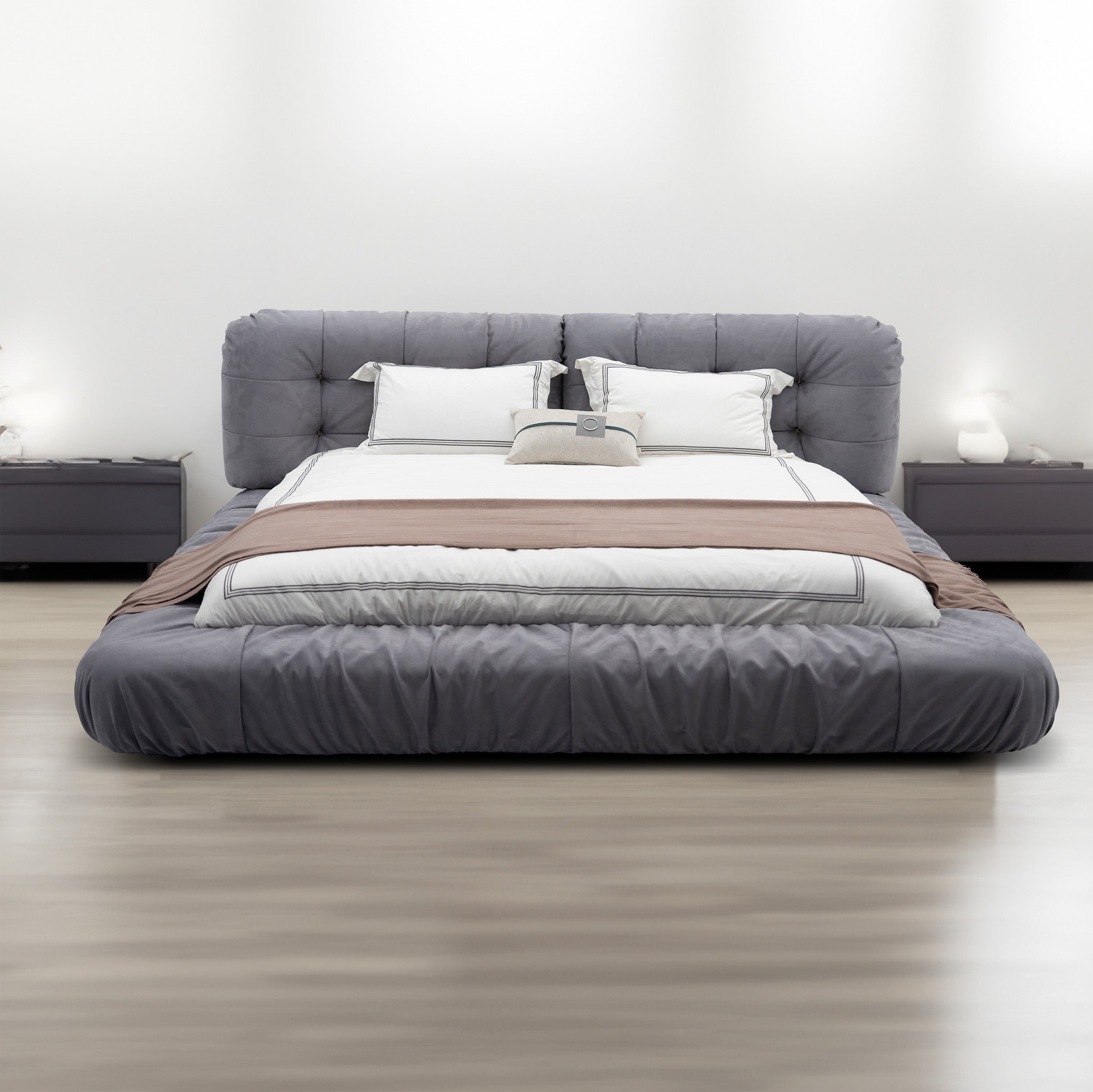 Laura - Queen Bed - Grey Fabric