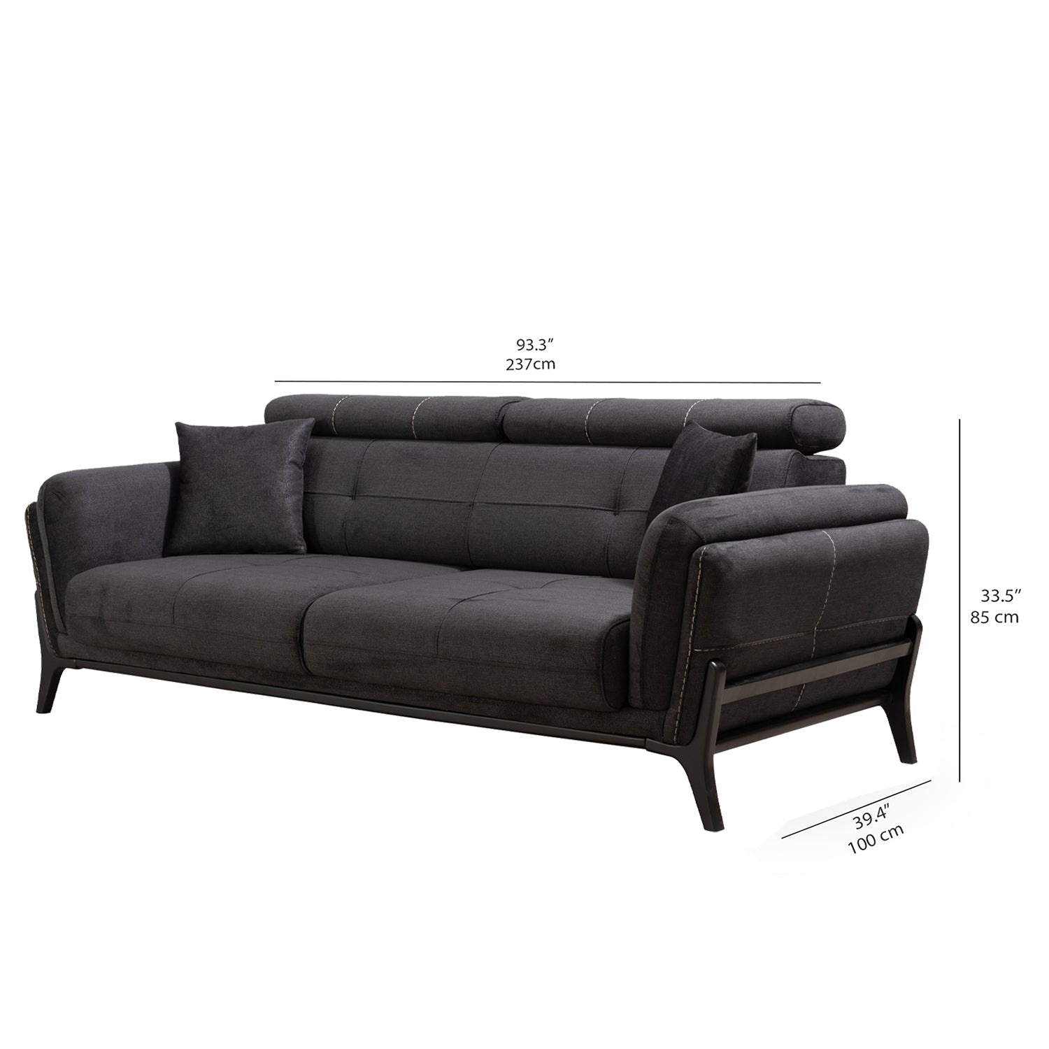 Relax - 3 Seater Sofa - Anthracite Fabric