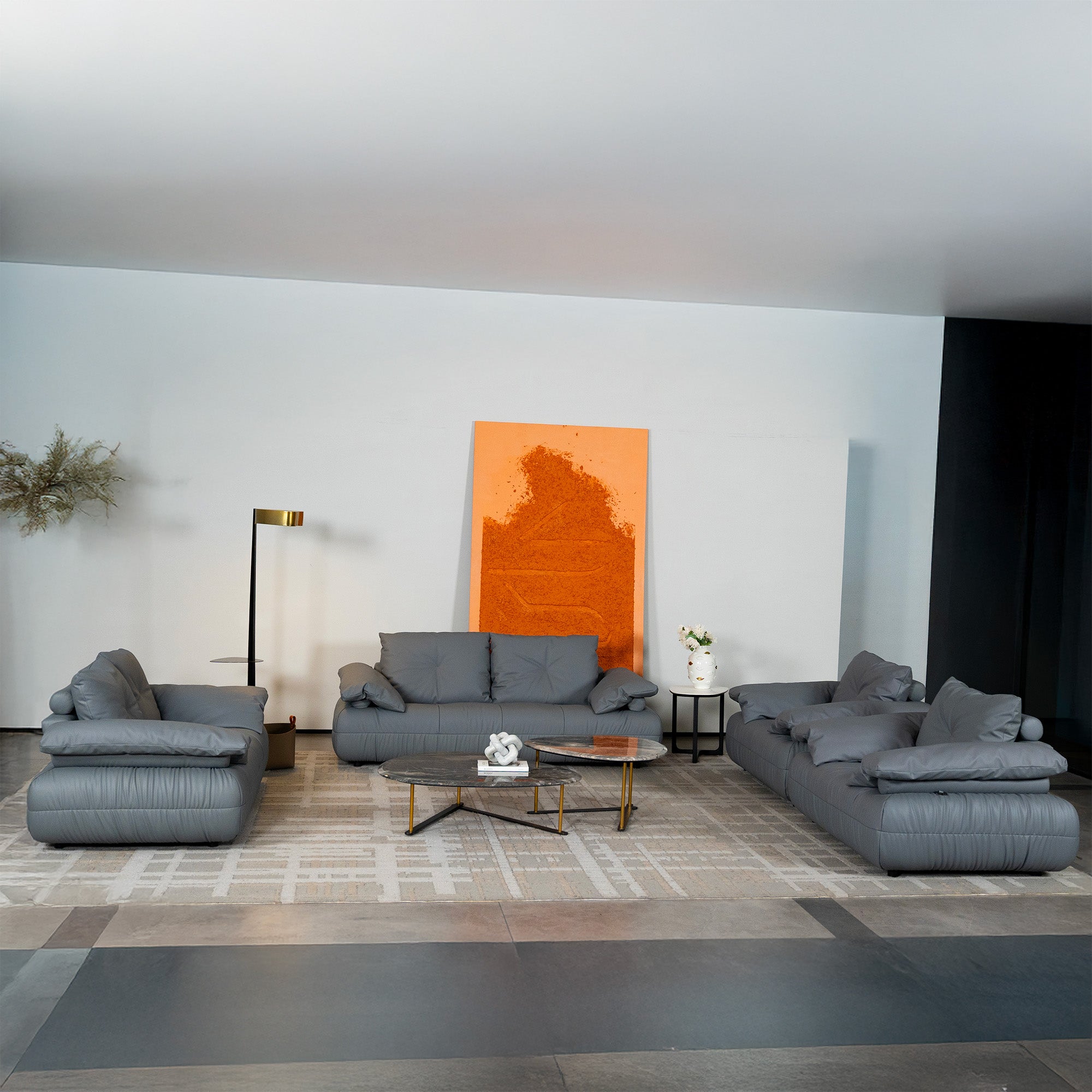 Palermo - Loveseat - Genuine Petrol Leather