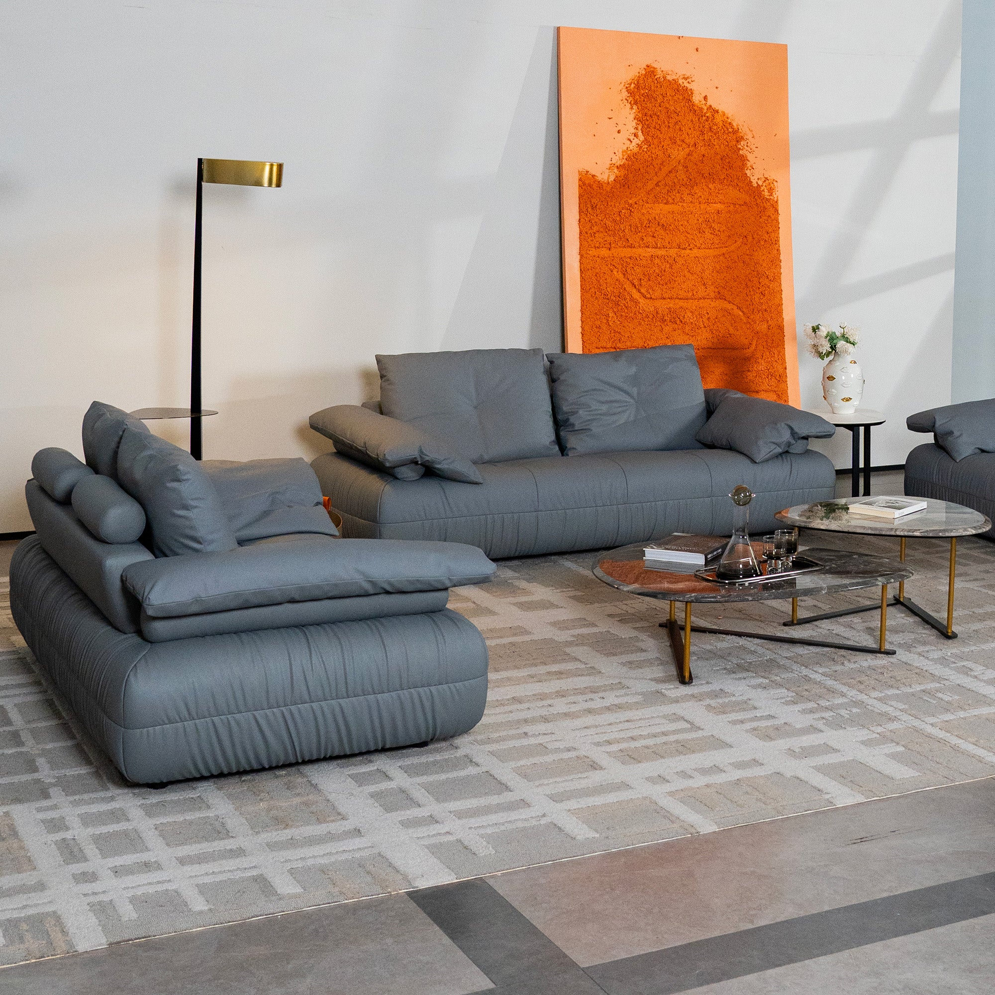 Palermo - Loveseat - Genuine Petrol Leather