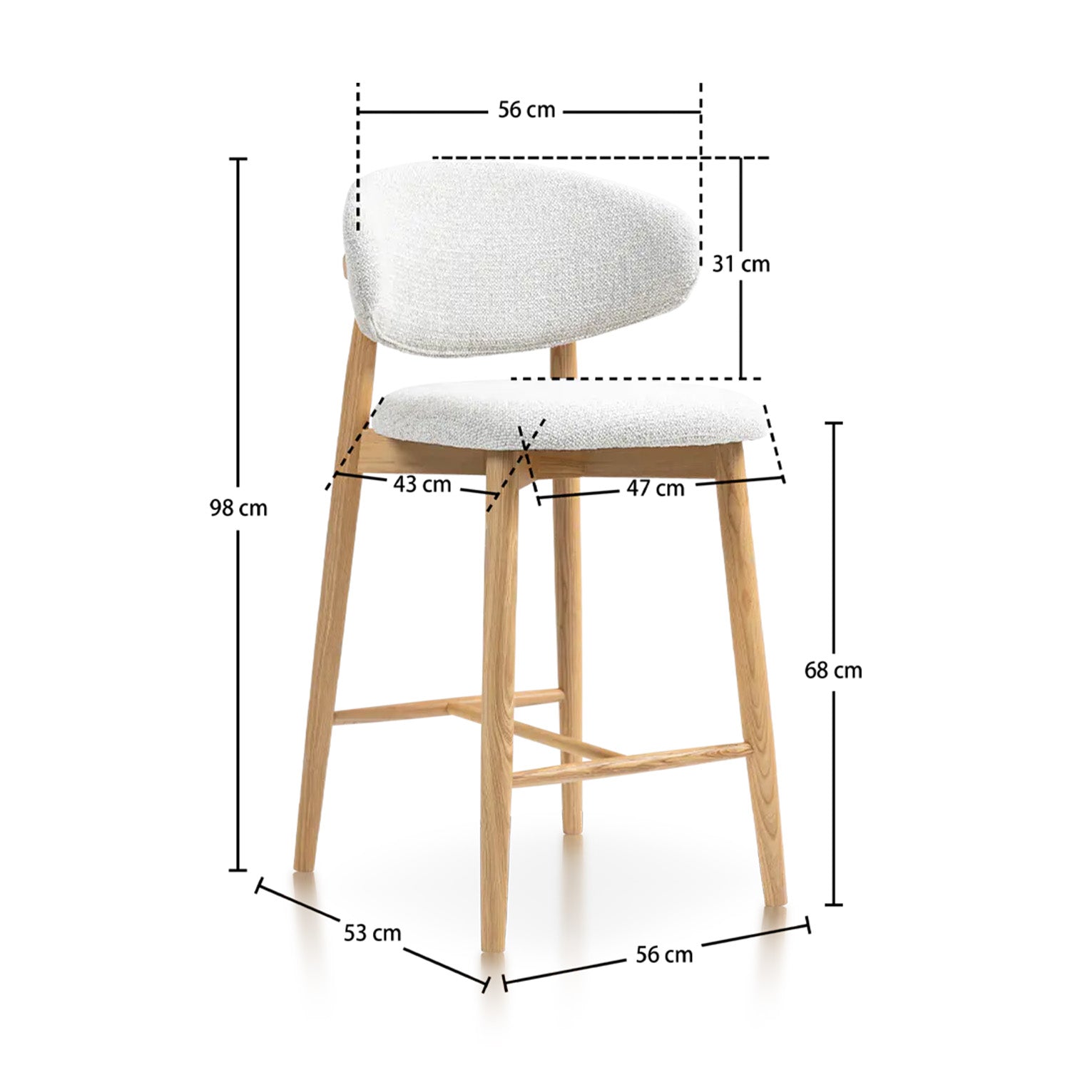 Emy - Counter Stool - Beige Fabric