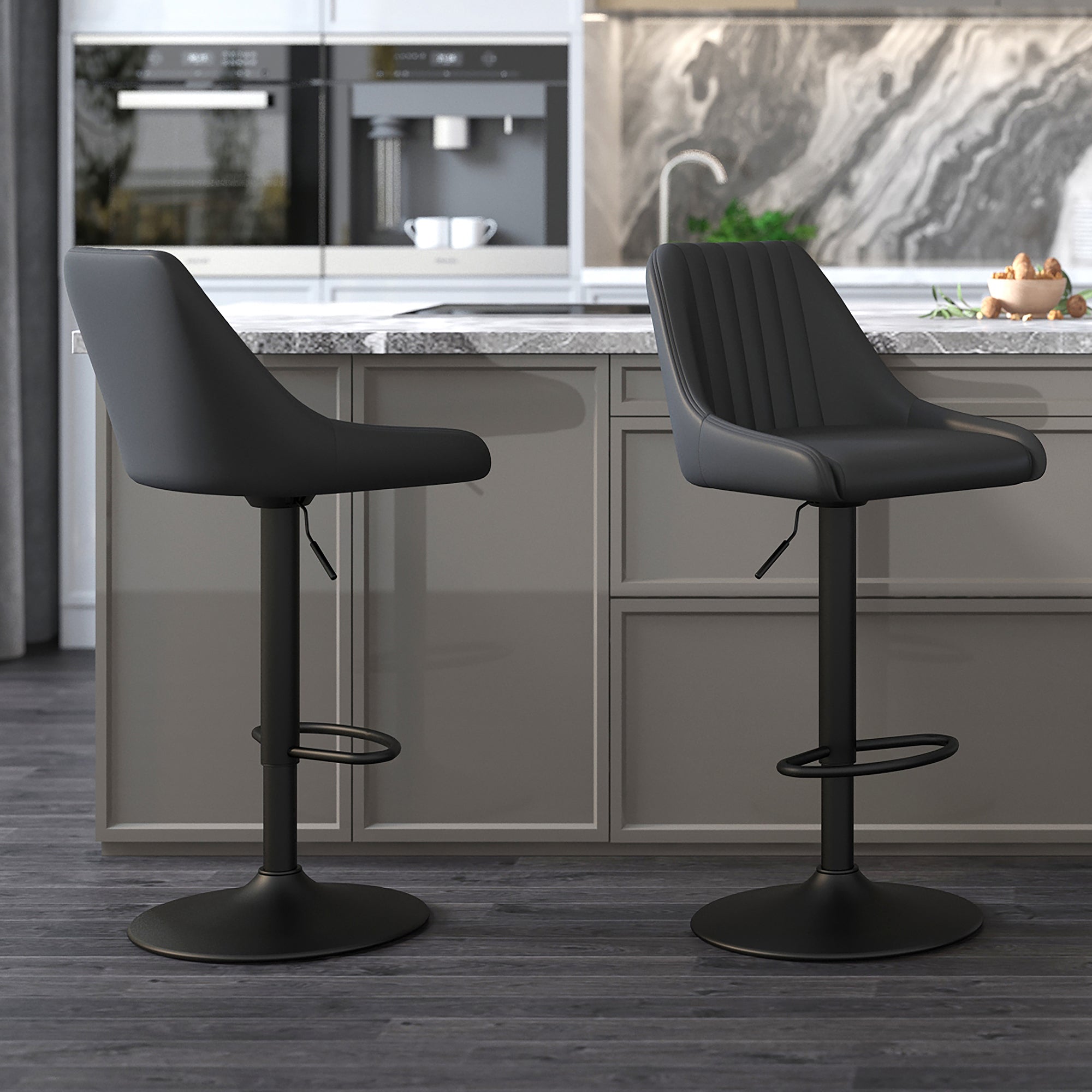 Kron - Adjustable Bar Stool - Black