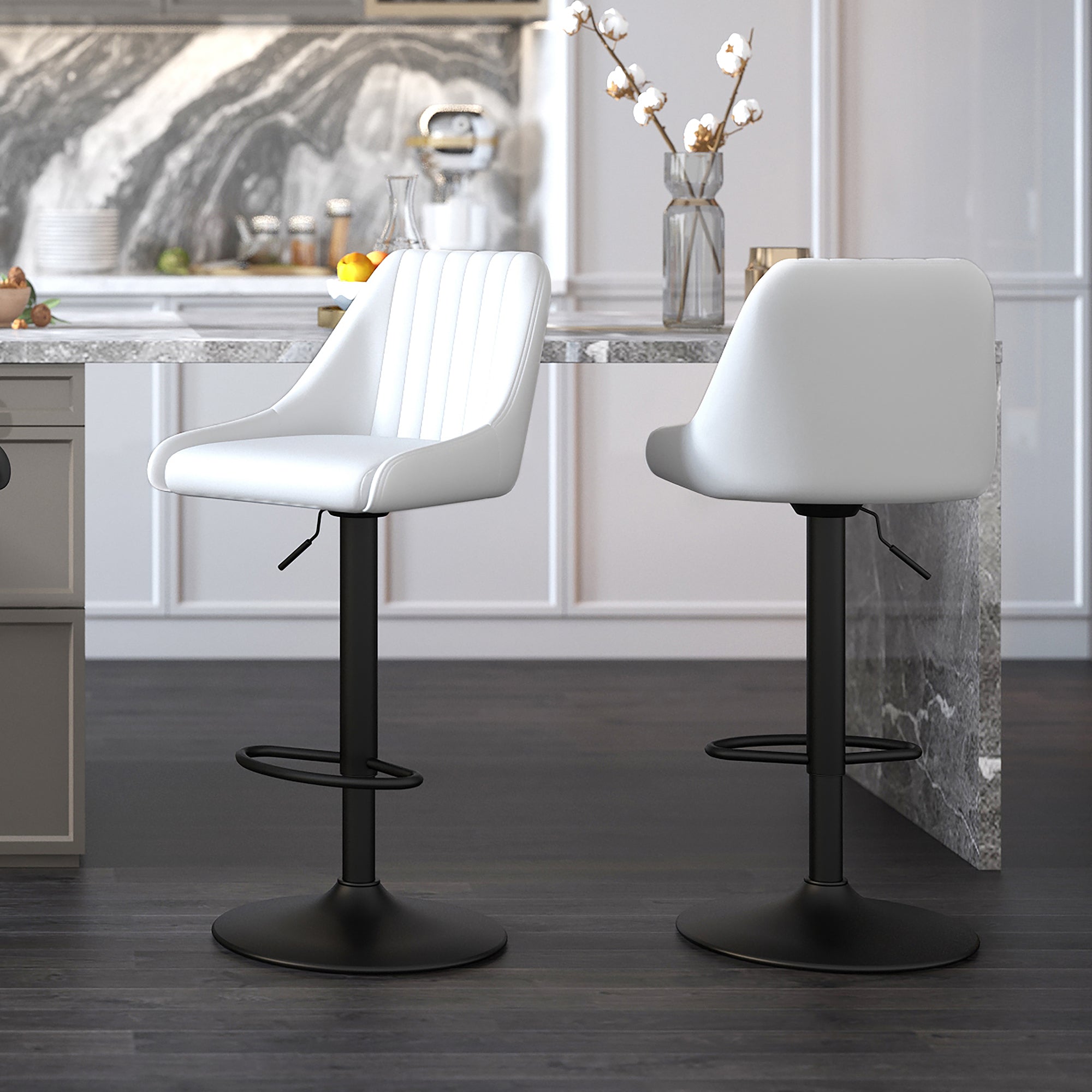 Kron - Adjustable Bar Stool - White