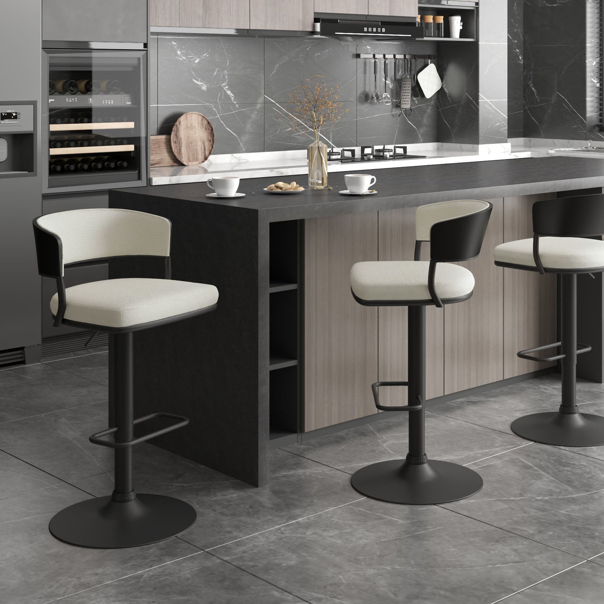 Kazan - Adjustable Bar Stool - Ivory