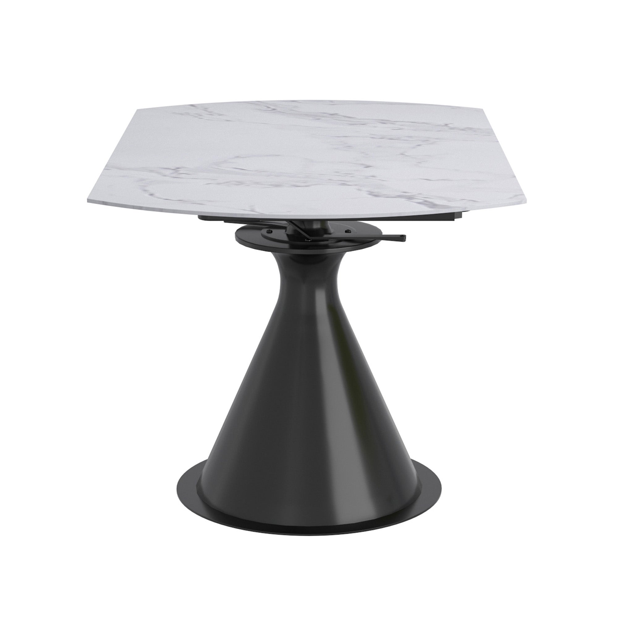 Calisto - Extendable Round Dining Table - White Sintered Stone