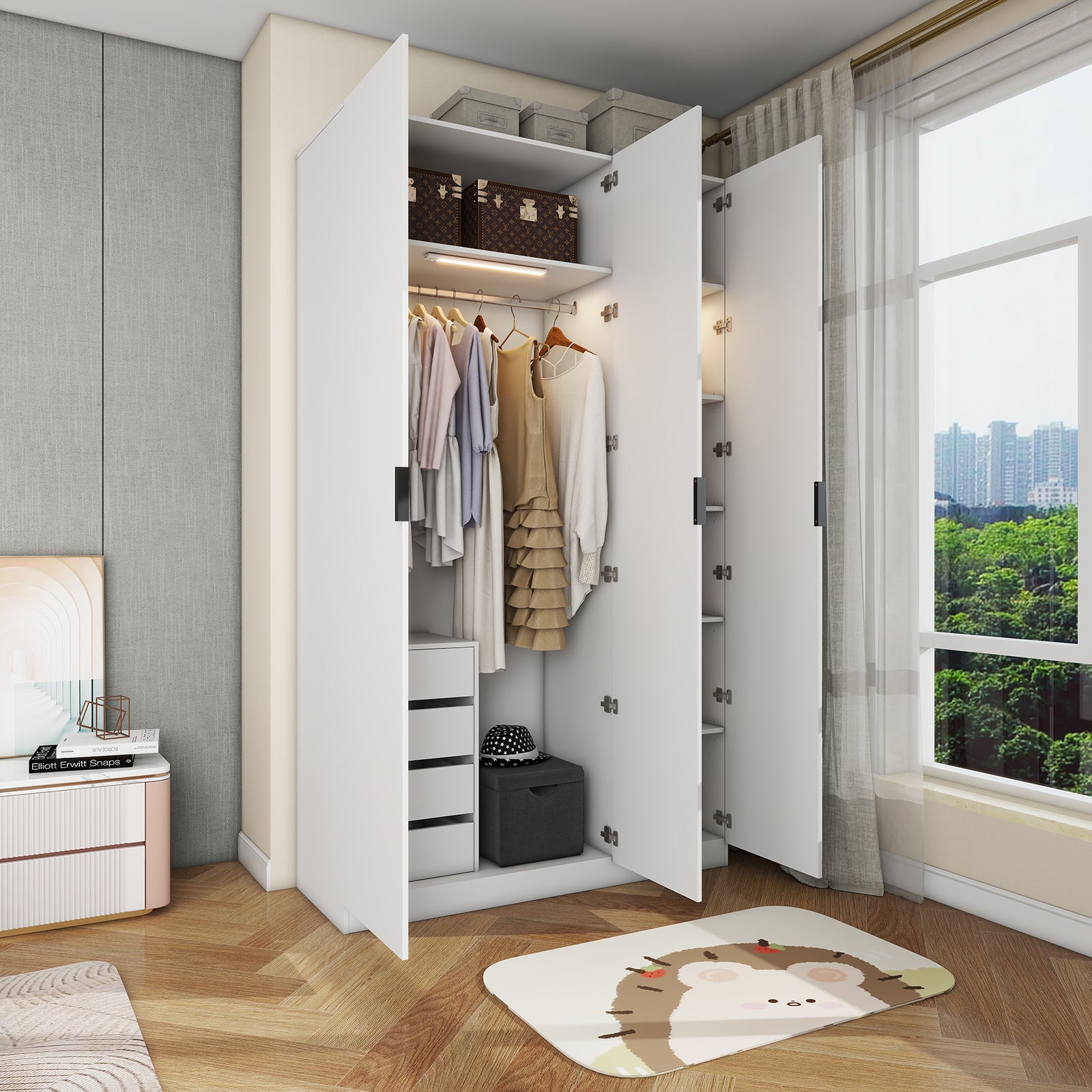 Clas - Modular Wardrobe - 3 Doors - Glossy White