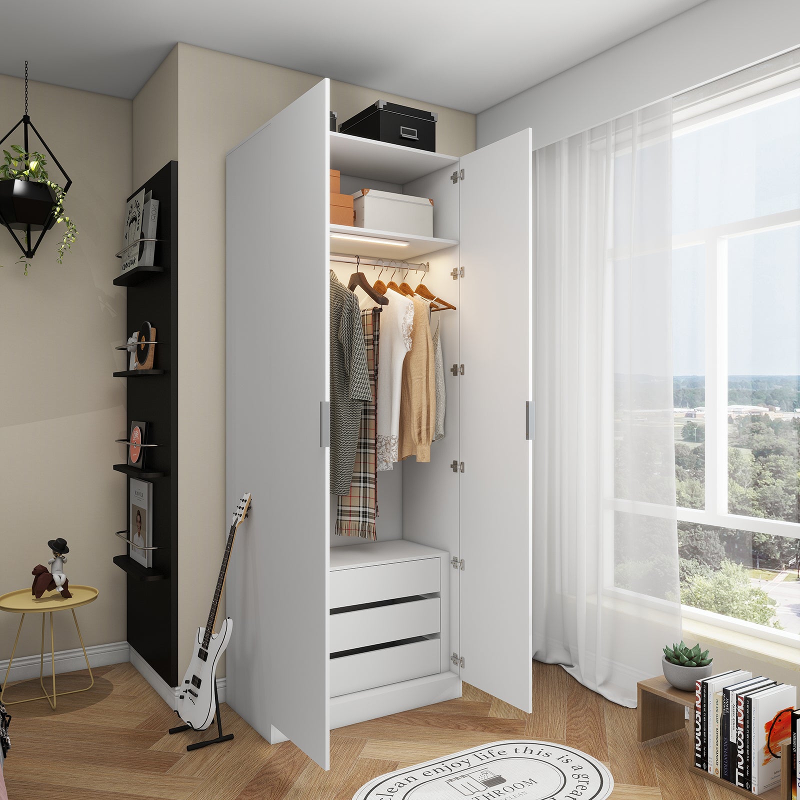 Clas - Modular Wardrobe - 2 Doors - Glossy White