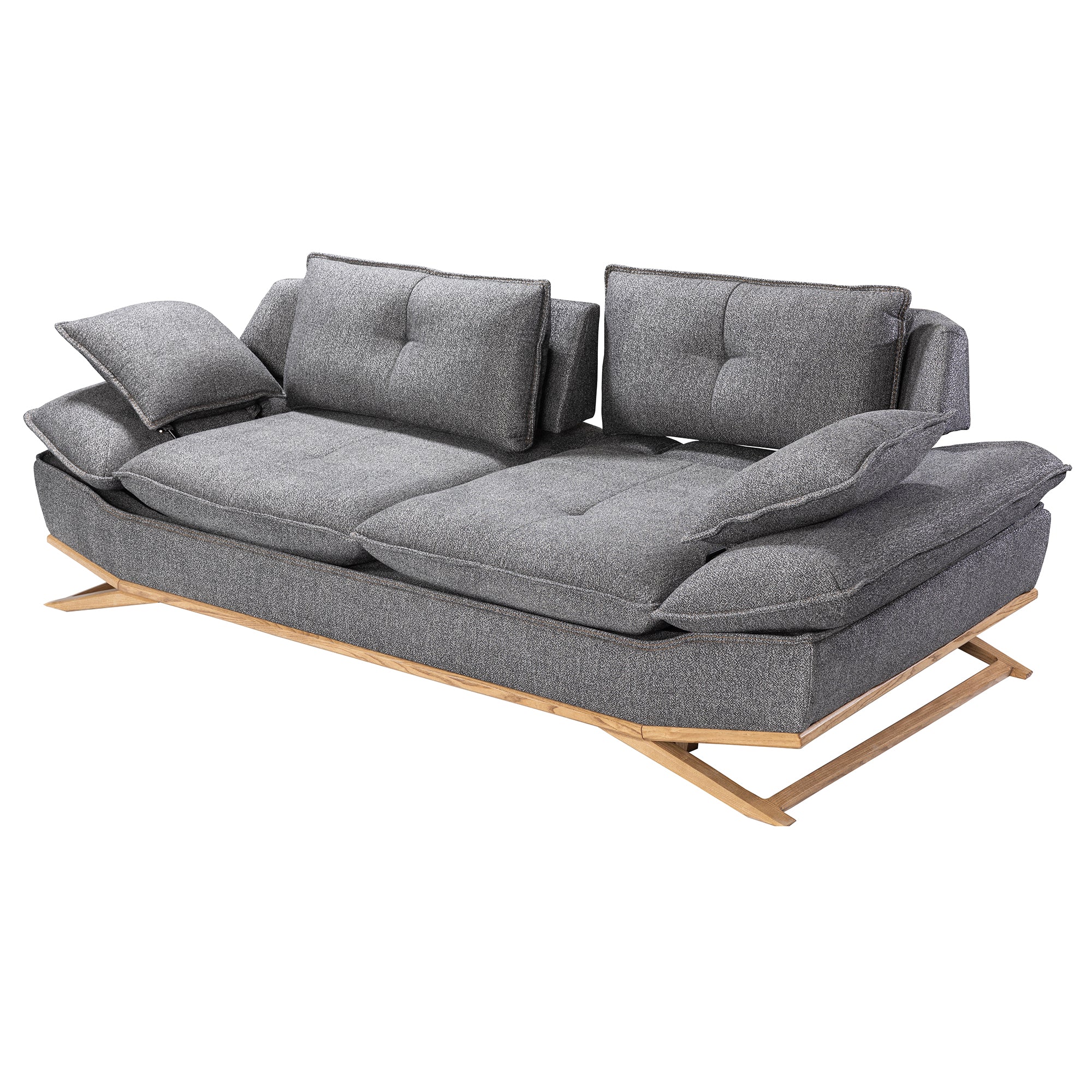 WoW - Adjustable Backrest Sofa - Rustic Grey Fabric