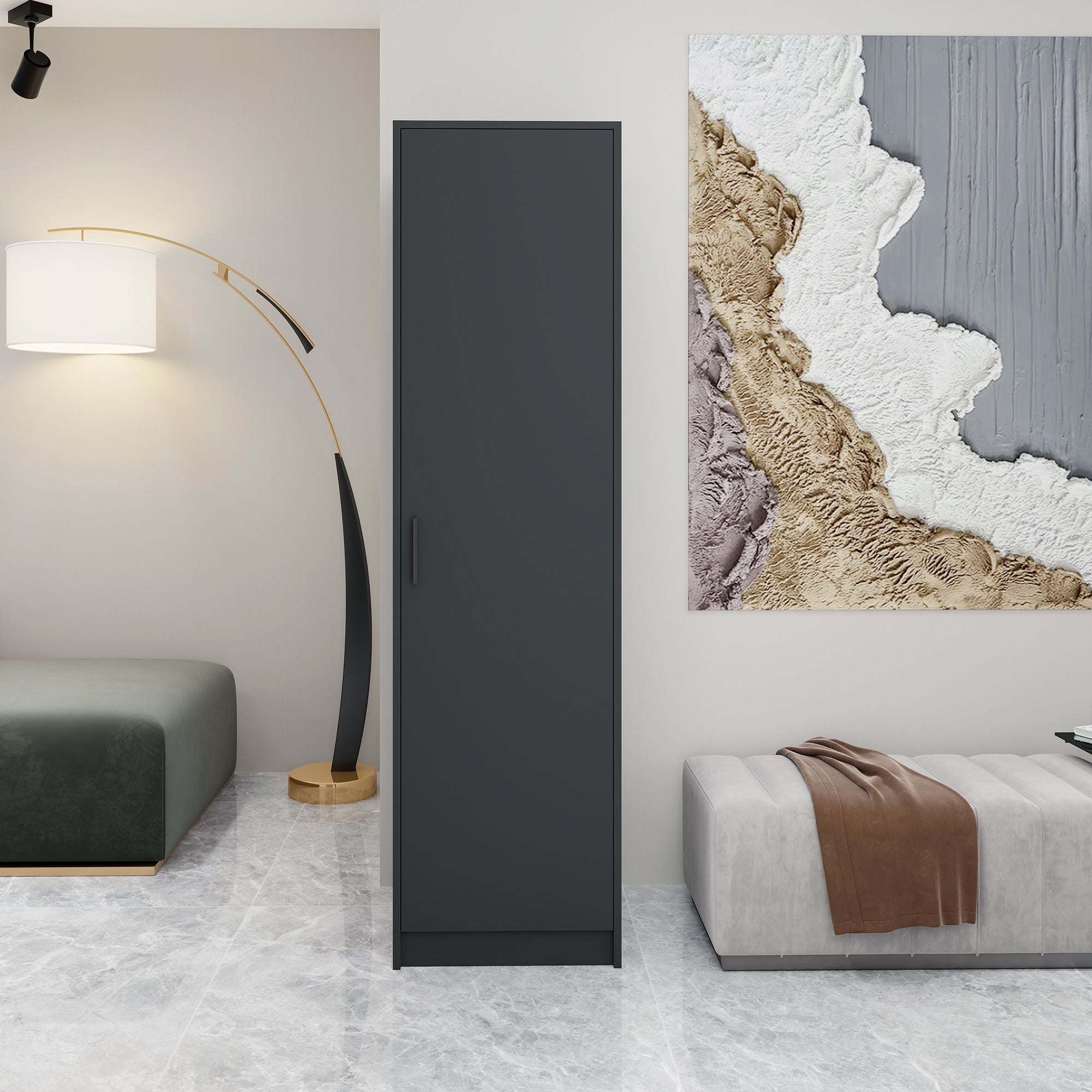 Ludric - 1-door Wardrobe - Black