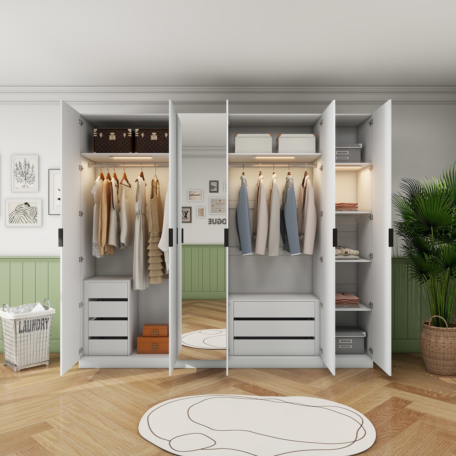 Clas - Modular Wardrobe - 6 Doors - Glossy White