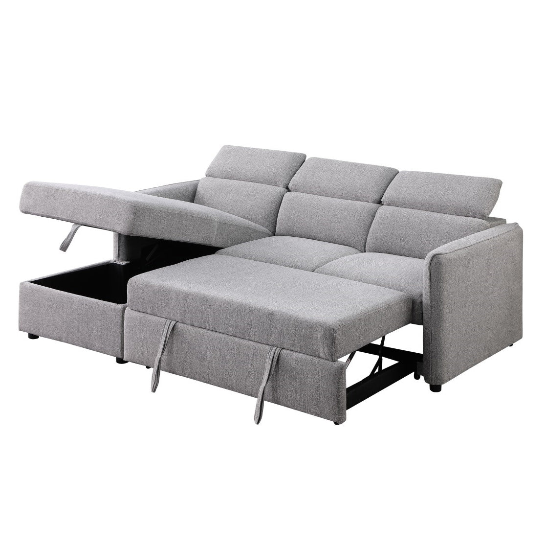 Ellis - Sectional Sofa Bed - Grey Fabric