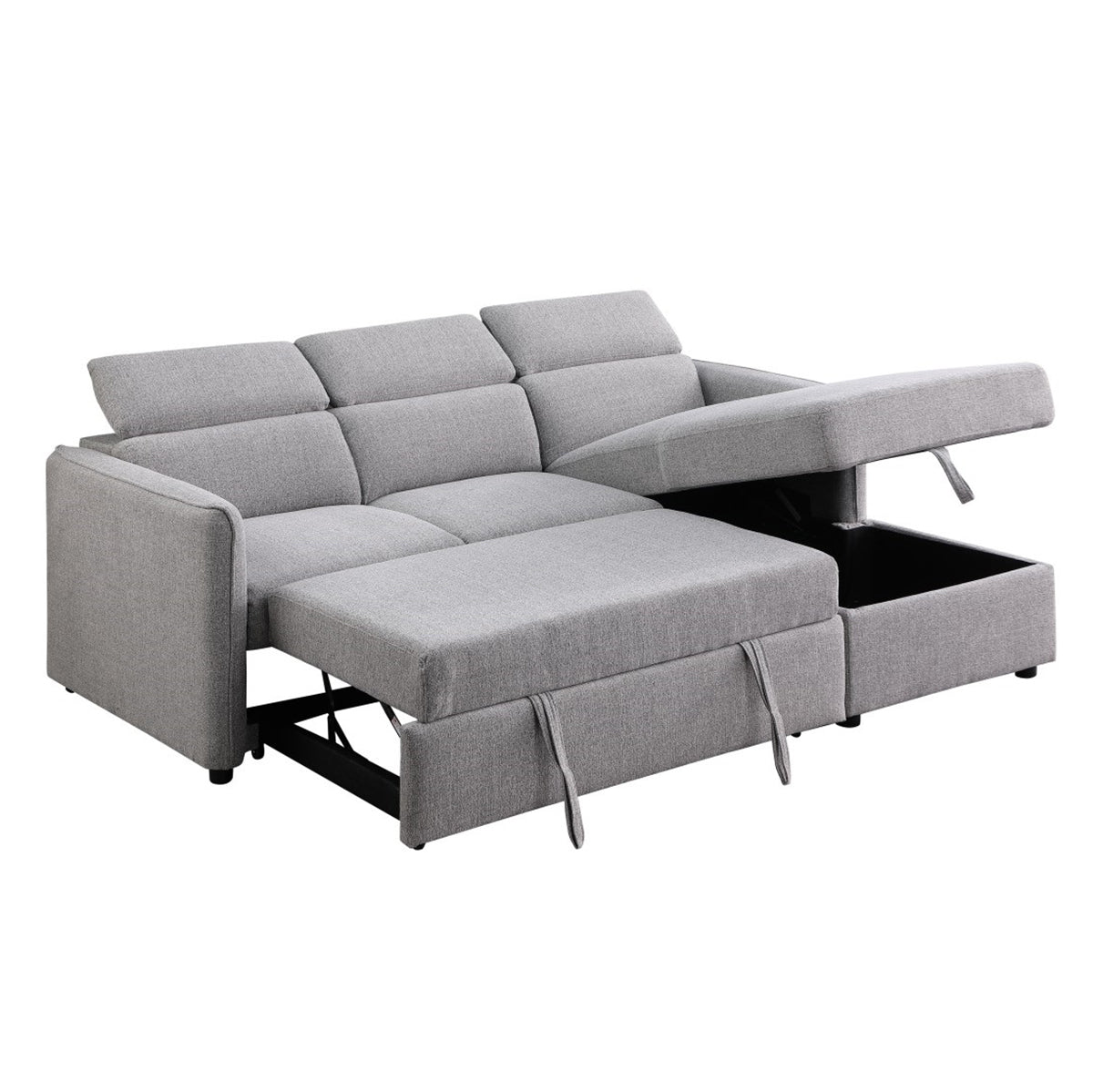 Ellis - Sectional Sofa Bed - Grey Fabric