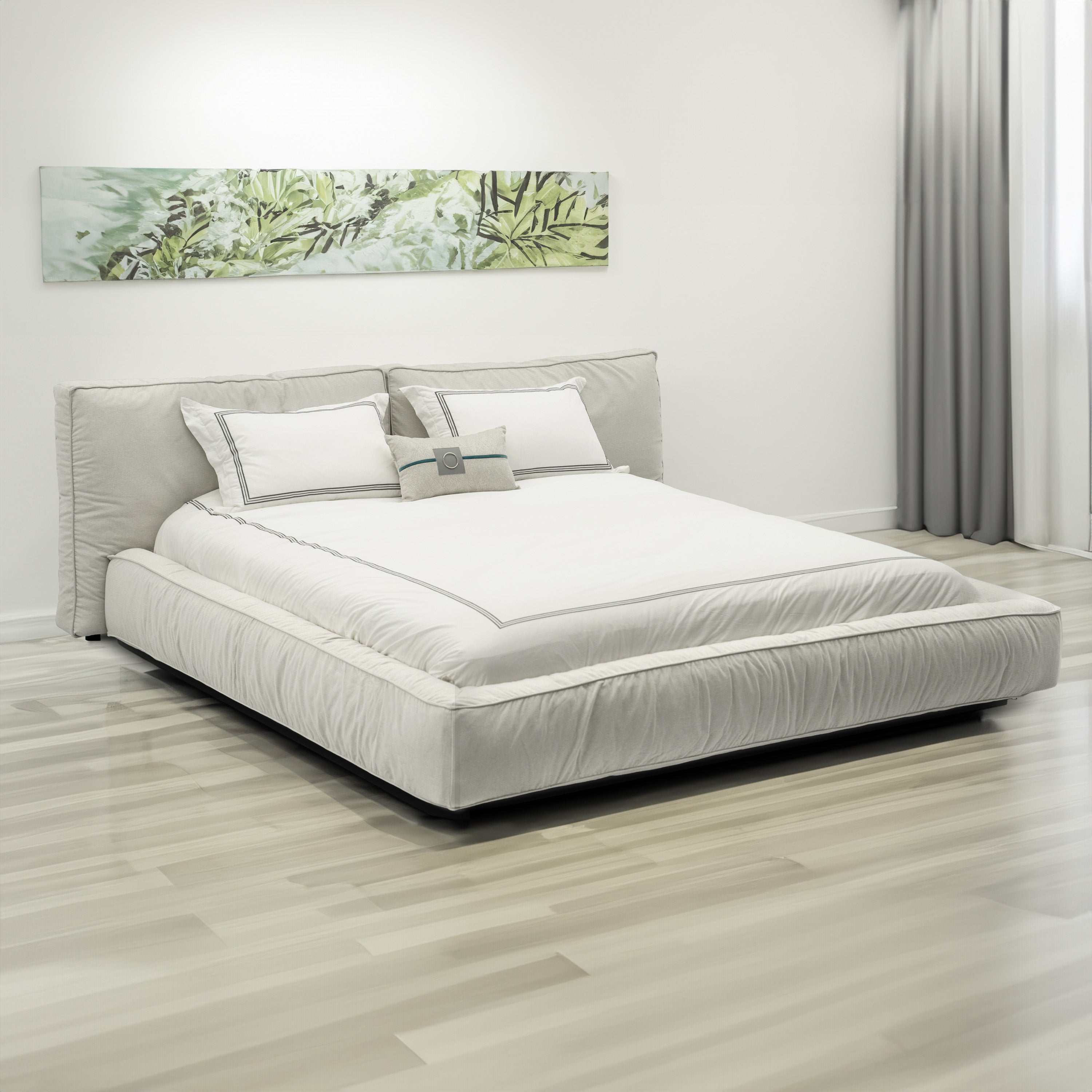 Elsy - Lit Queen - Tissu Beige