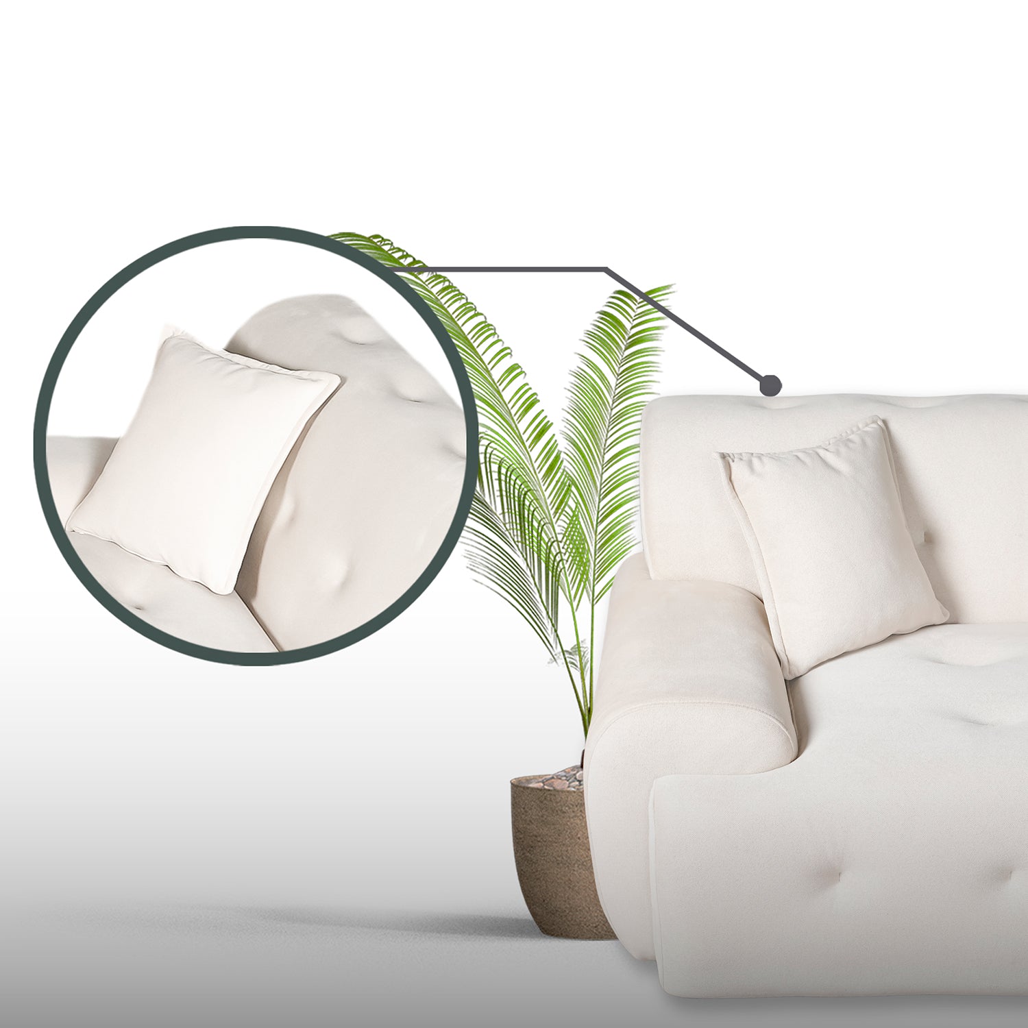 Panda - 3 Seater Sofa - Beige Fabric