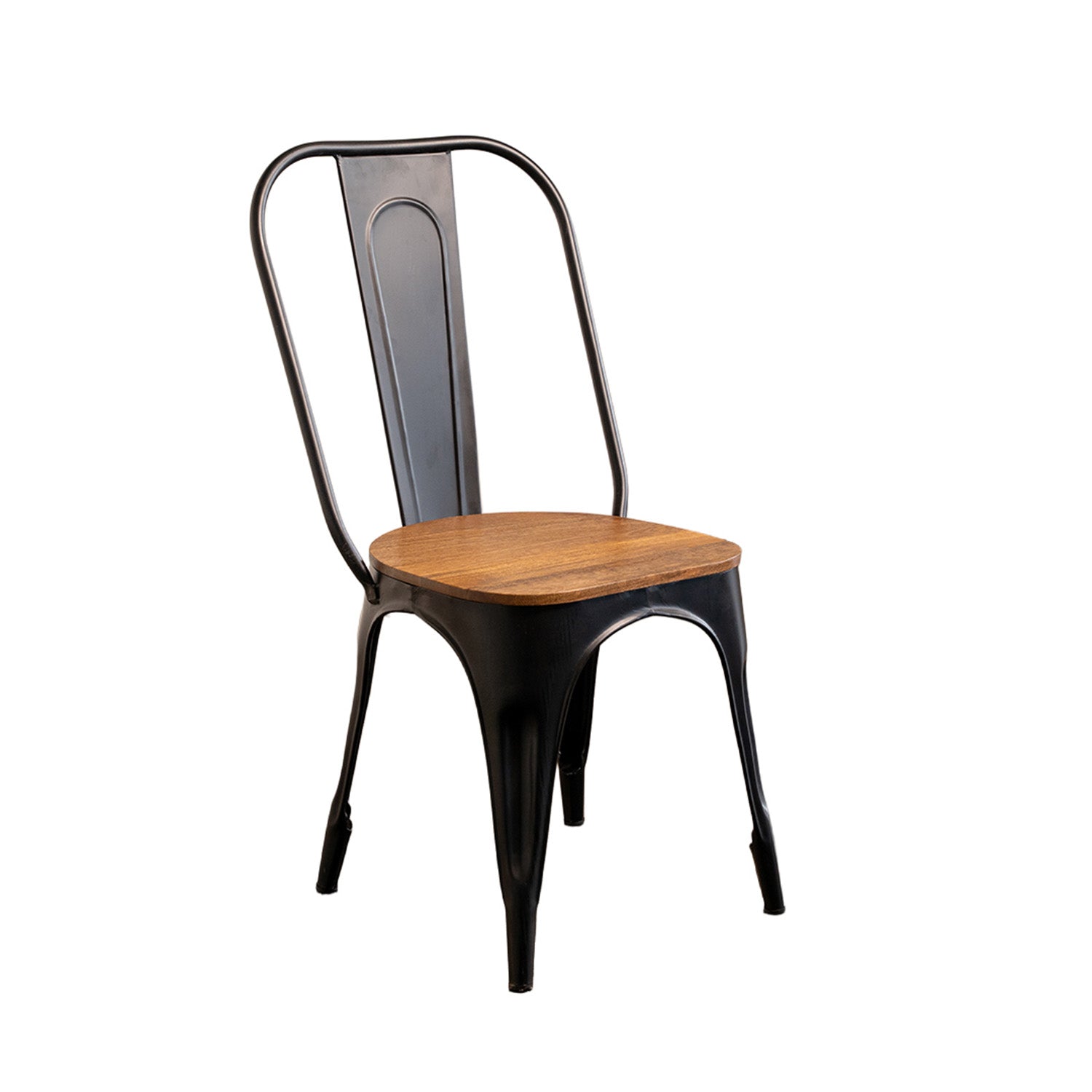 Tolix - Chaise de salle à manger - Bois Massif et Métal