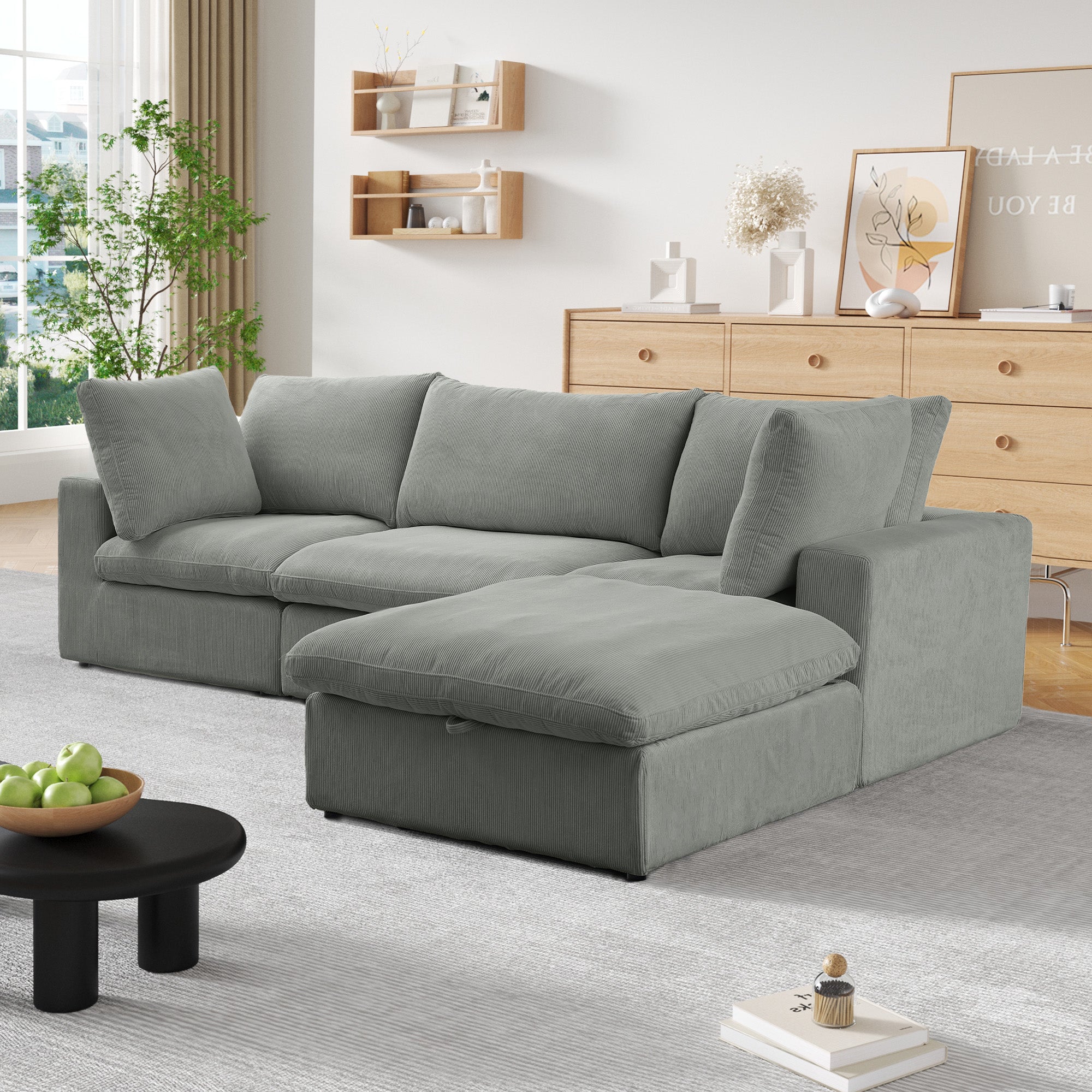 Cozy - Modular Sectional Sofa - Dark Grey Fabric