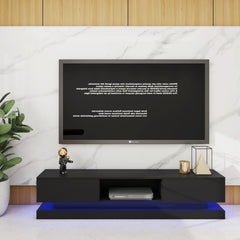 Meuble de TV avec LED - Noir Mat - 70 po