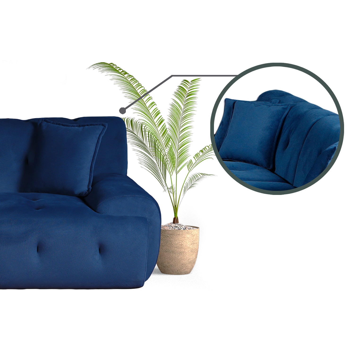 Panda - 3 Seater Sofa - Blue Fabric