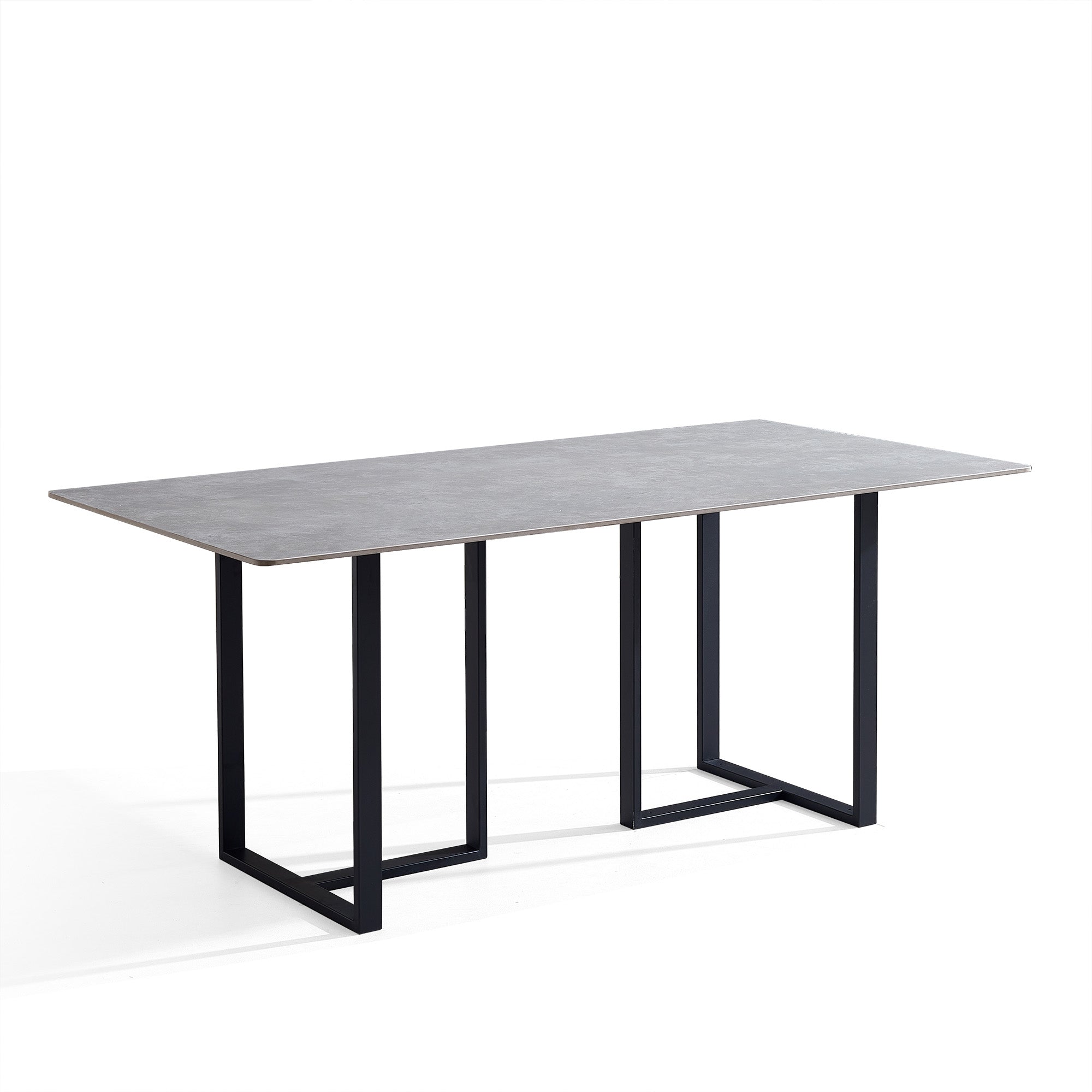 Dining Table - 36"x71" - Gray Ceramic / Black Metal