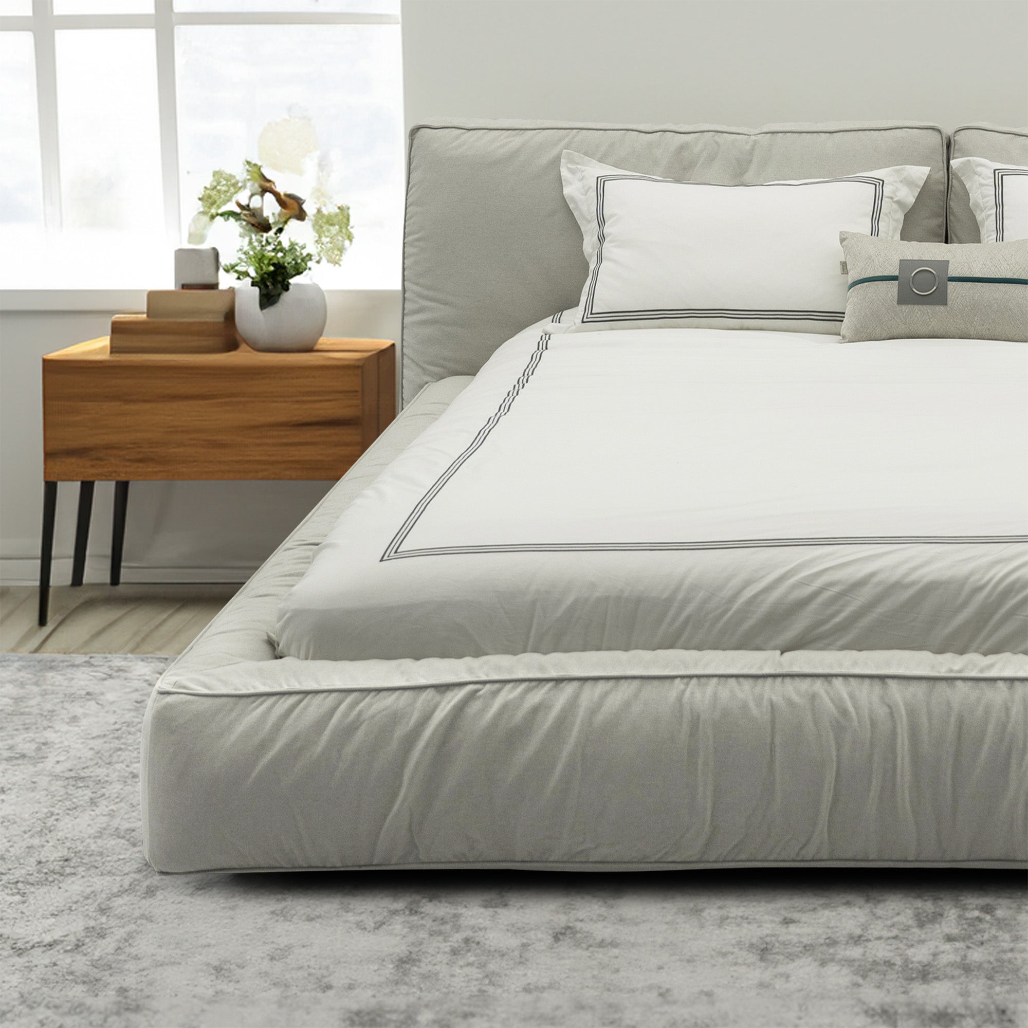 Elsy - Lit Queen - Tissu Beige