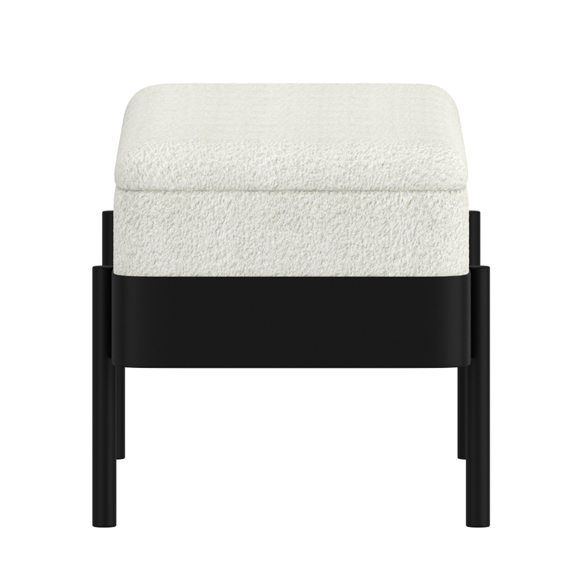 Odell - Ottoman avec rangement - Ivoire et Noir