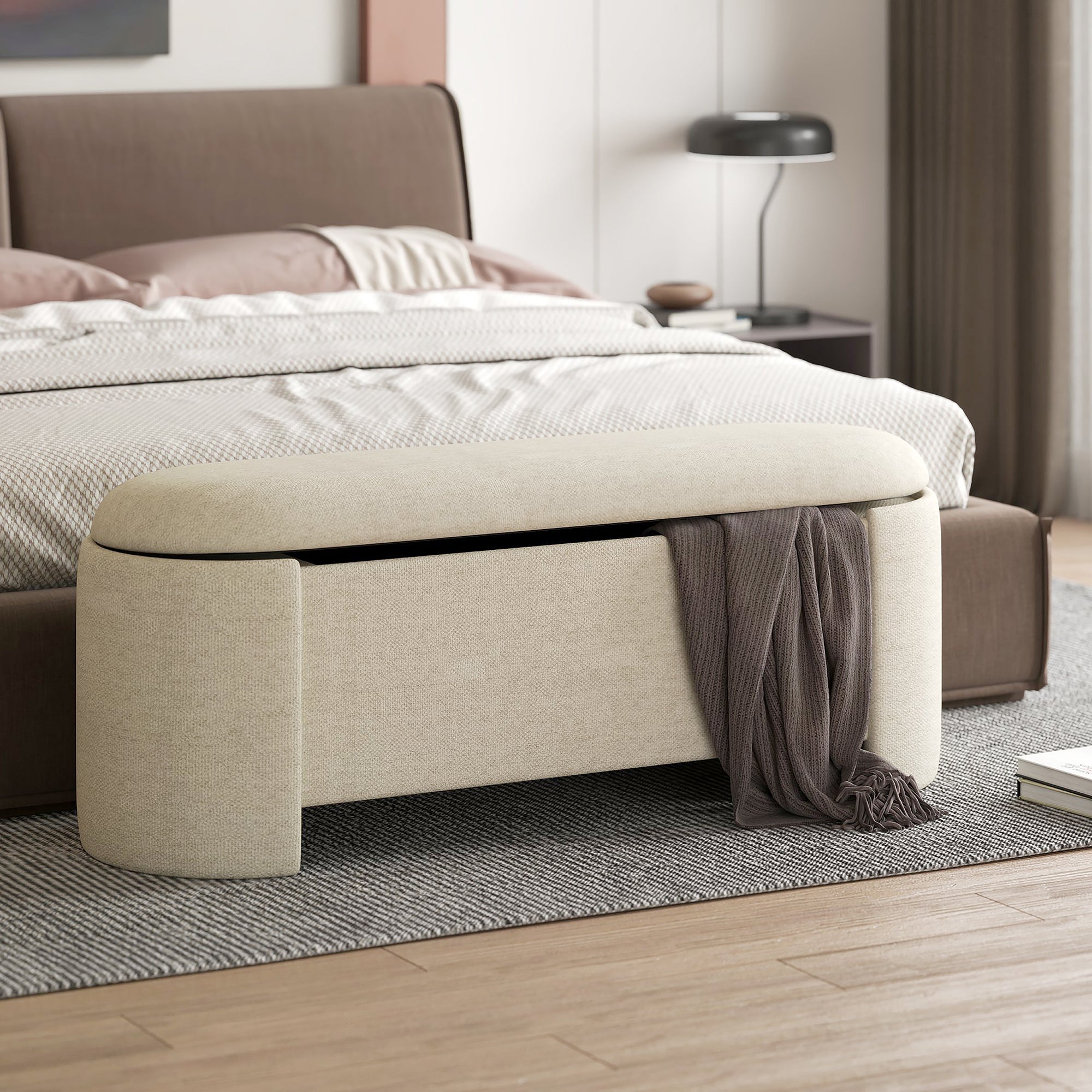 Daphne - Ottoman avec rangement - Beige