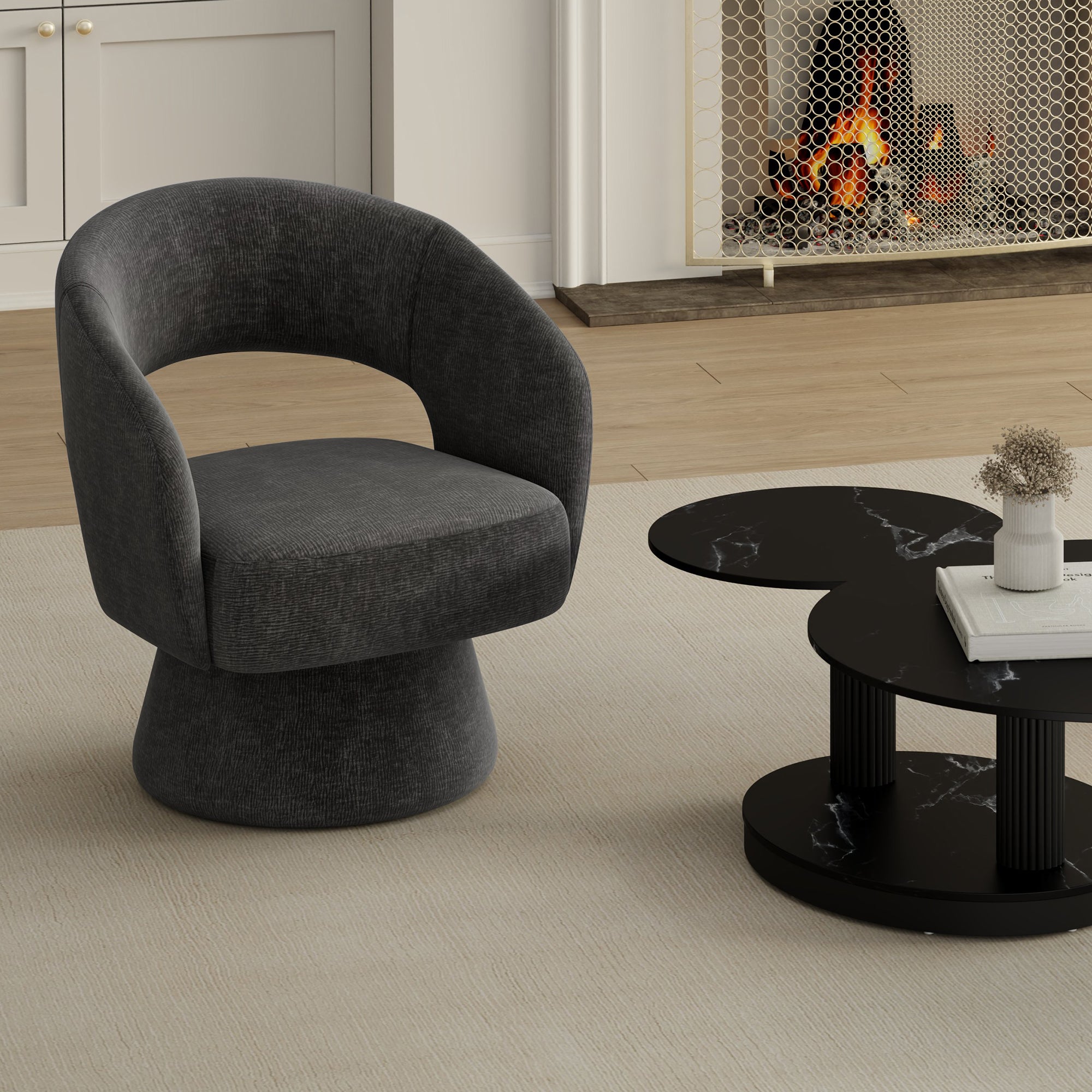 Santo - Chaise d'appoint - Tissu Anthracite