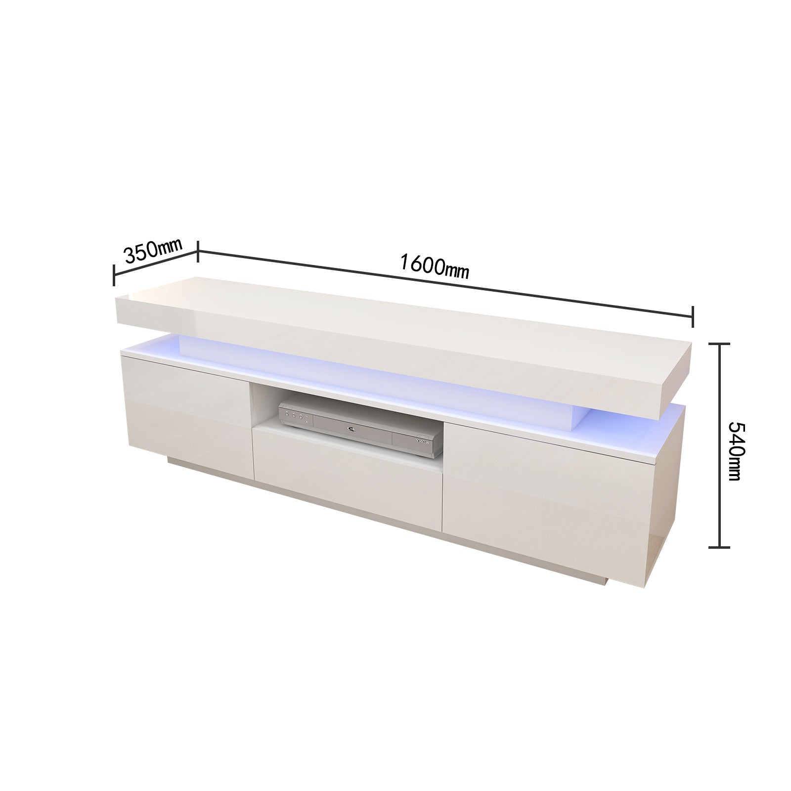 Julia - LED TV Stand - Entertainment Unit - Glossy White - 63in