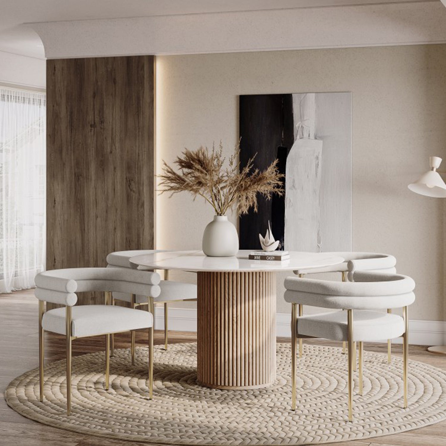 Allure - Dining Chair - Cream Bouclé Fabric