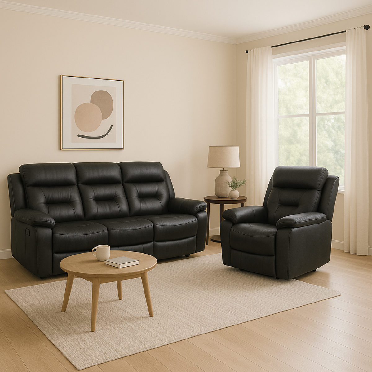 Nelson - Sofa Inclinable - Cuir Noir