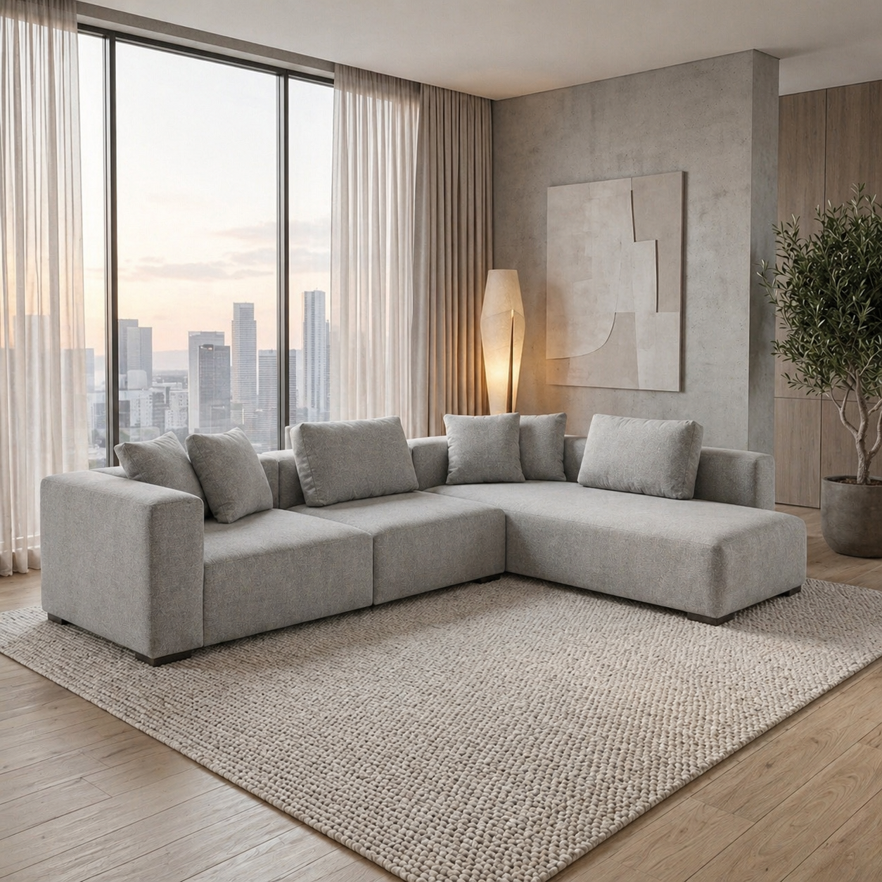 Flex - Sofa Sectionnel Modulaire - Tissu Gris