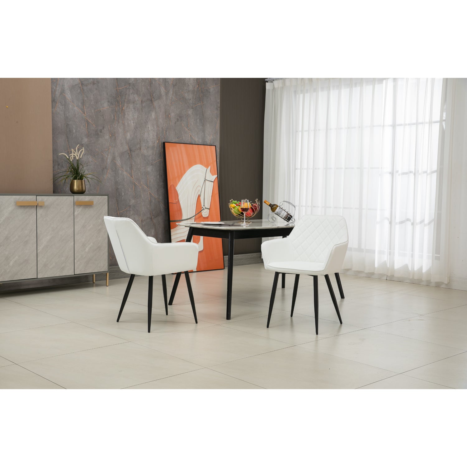 Livia - Dining Chair - White PU Leather