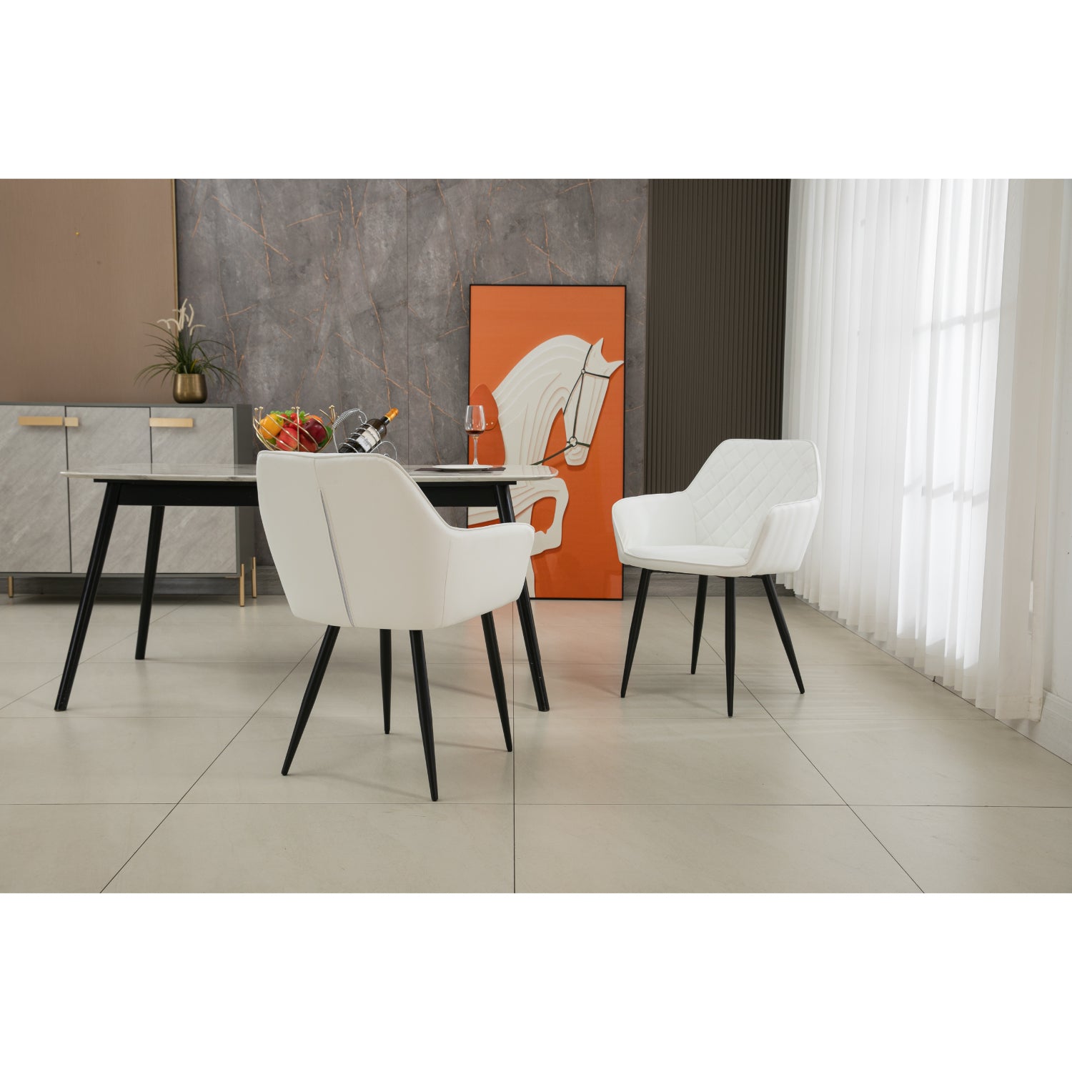 Livia - Dining Chair - White PU Leather