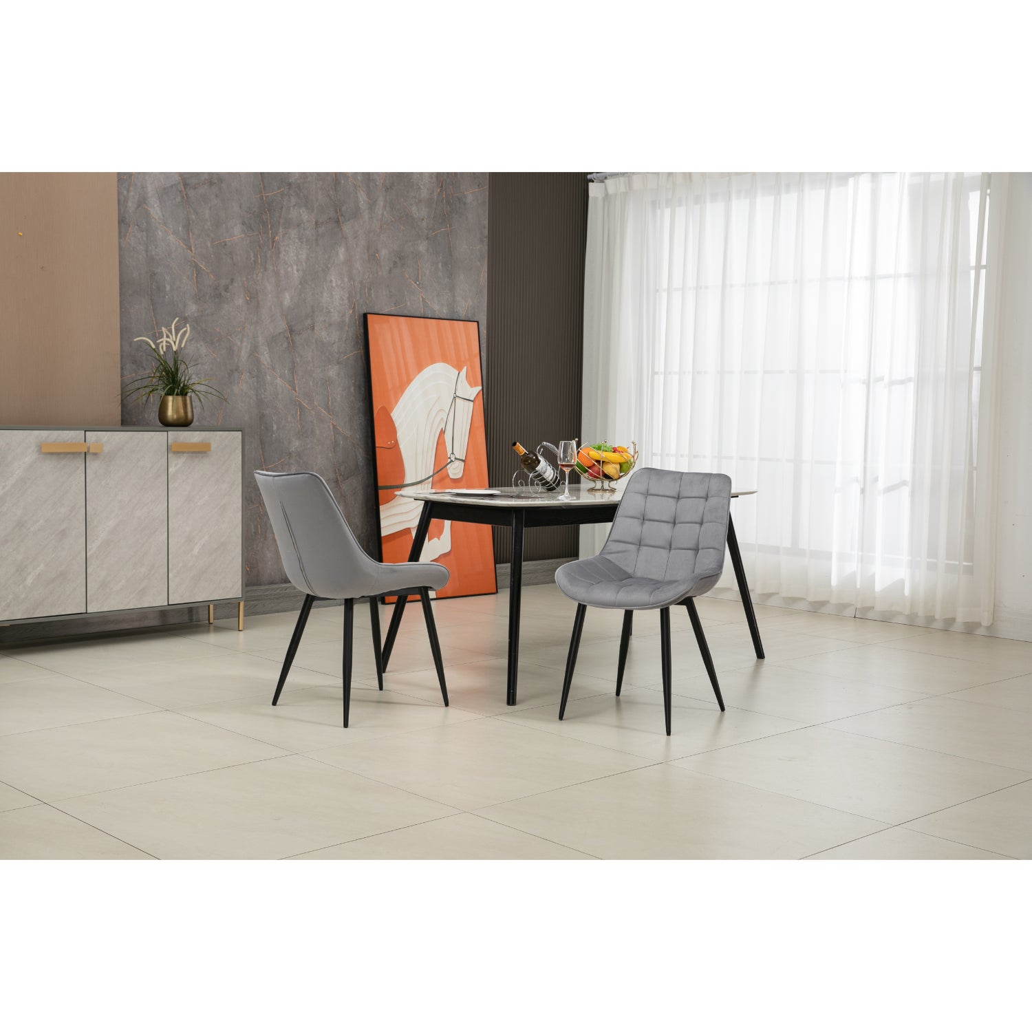 Aurora - Dining Chair - Grey Velvet