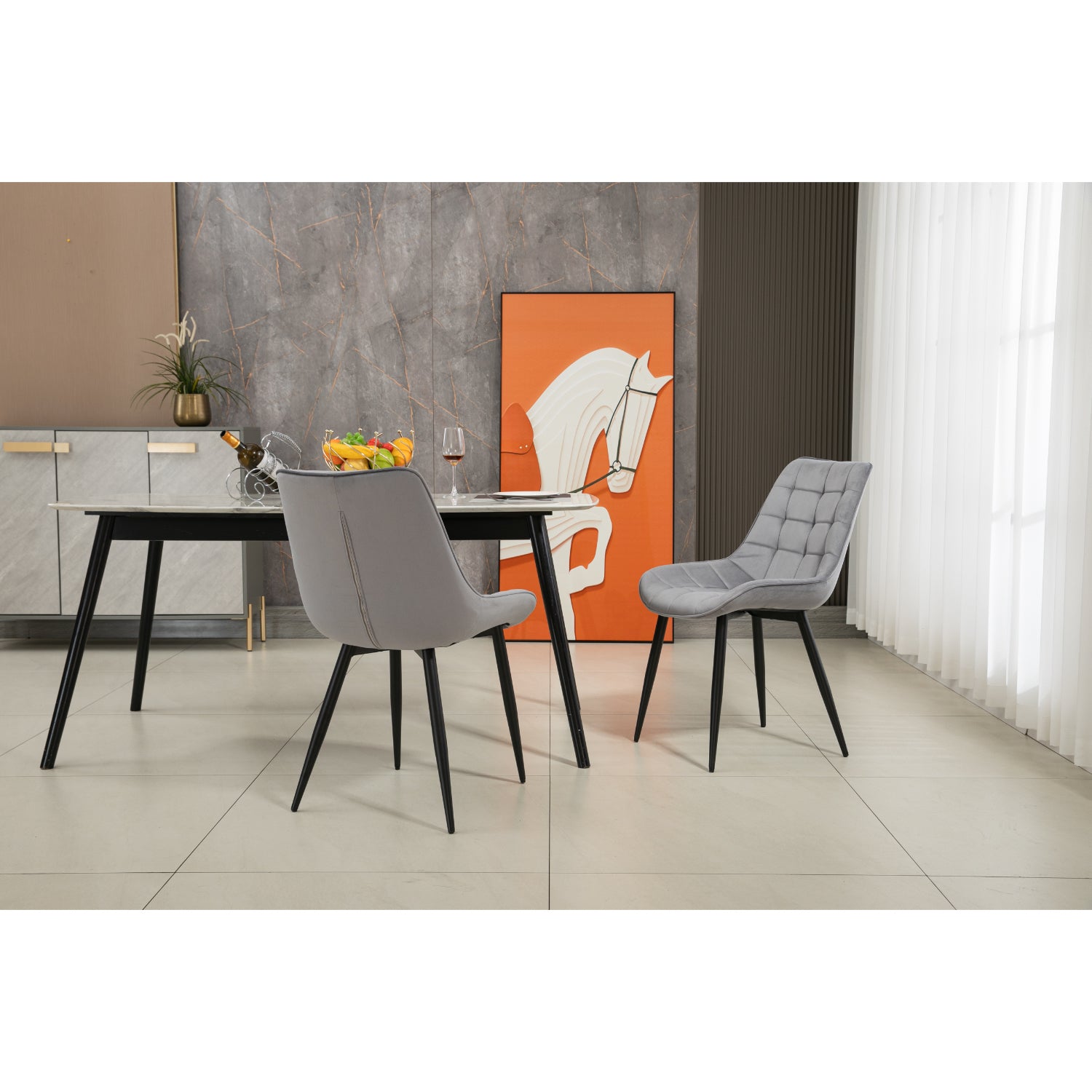 Aurora - Dining Chair - Grey Velvet