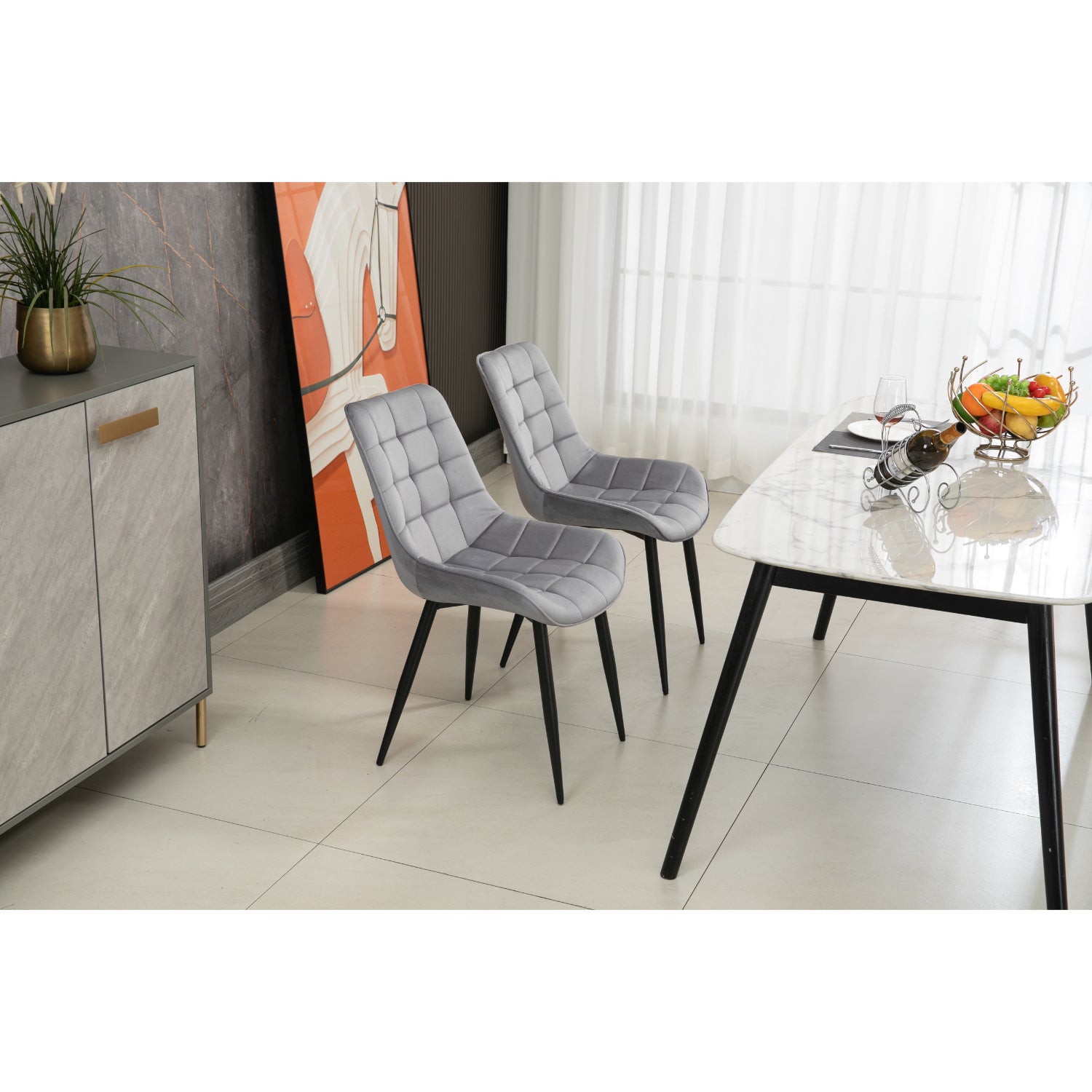 Aurora - Dining Chair - Grey Velvet