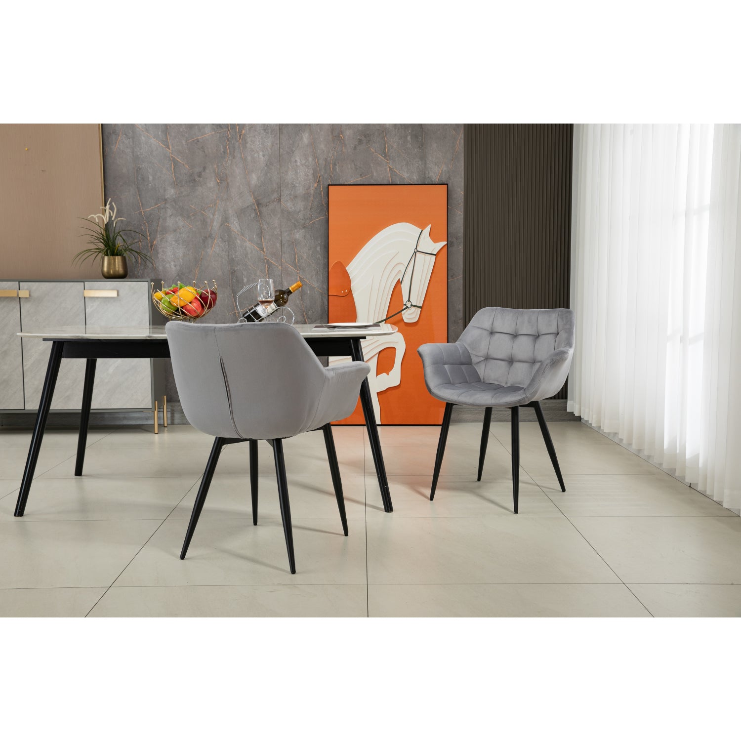 Calla - Dining Chair - Grey Velvet