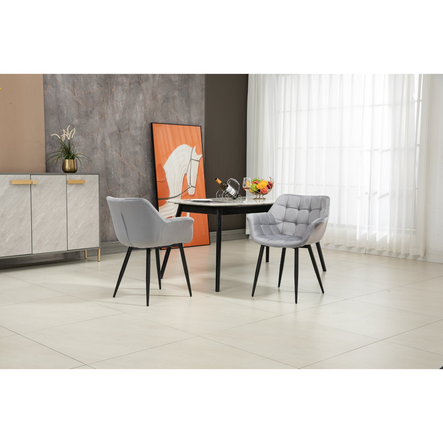 Calla - Dining Chair - Grey Velvet
