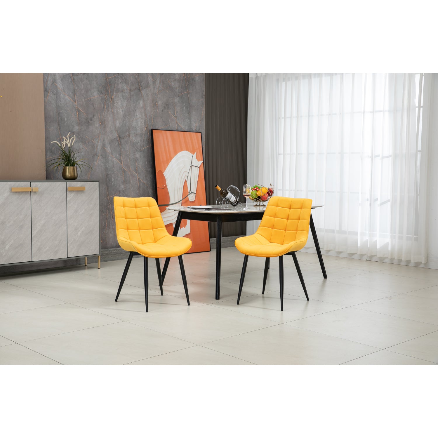 Aurora - Dining Chair - Yellow Velvet