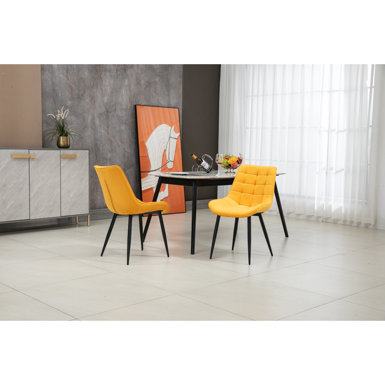 Aurora - Dining Chair - Yellow Velvet