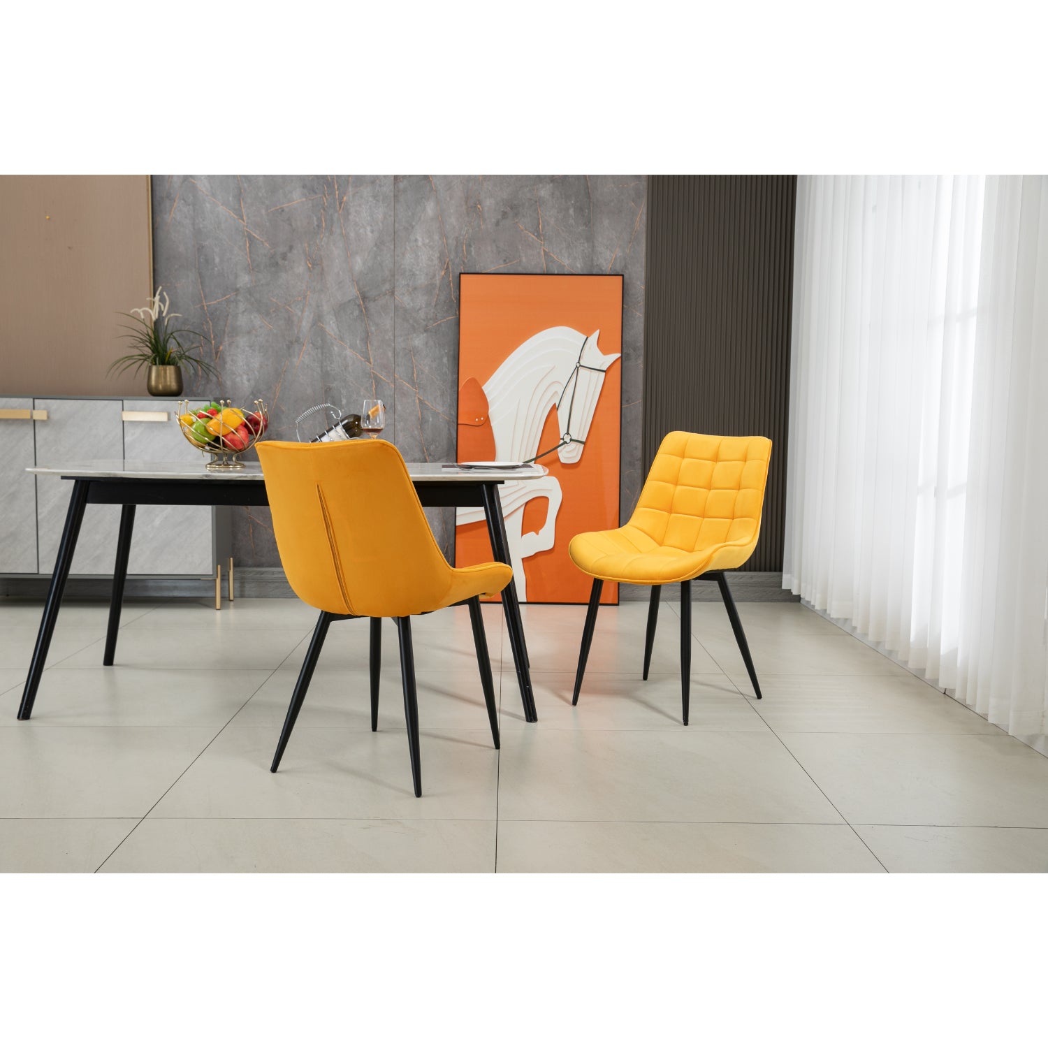 Aurora - Dining Chair - Yellow Velvet