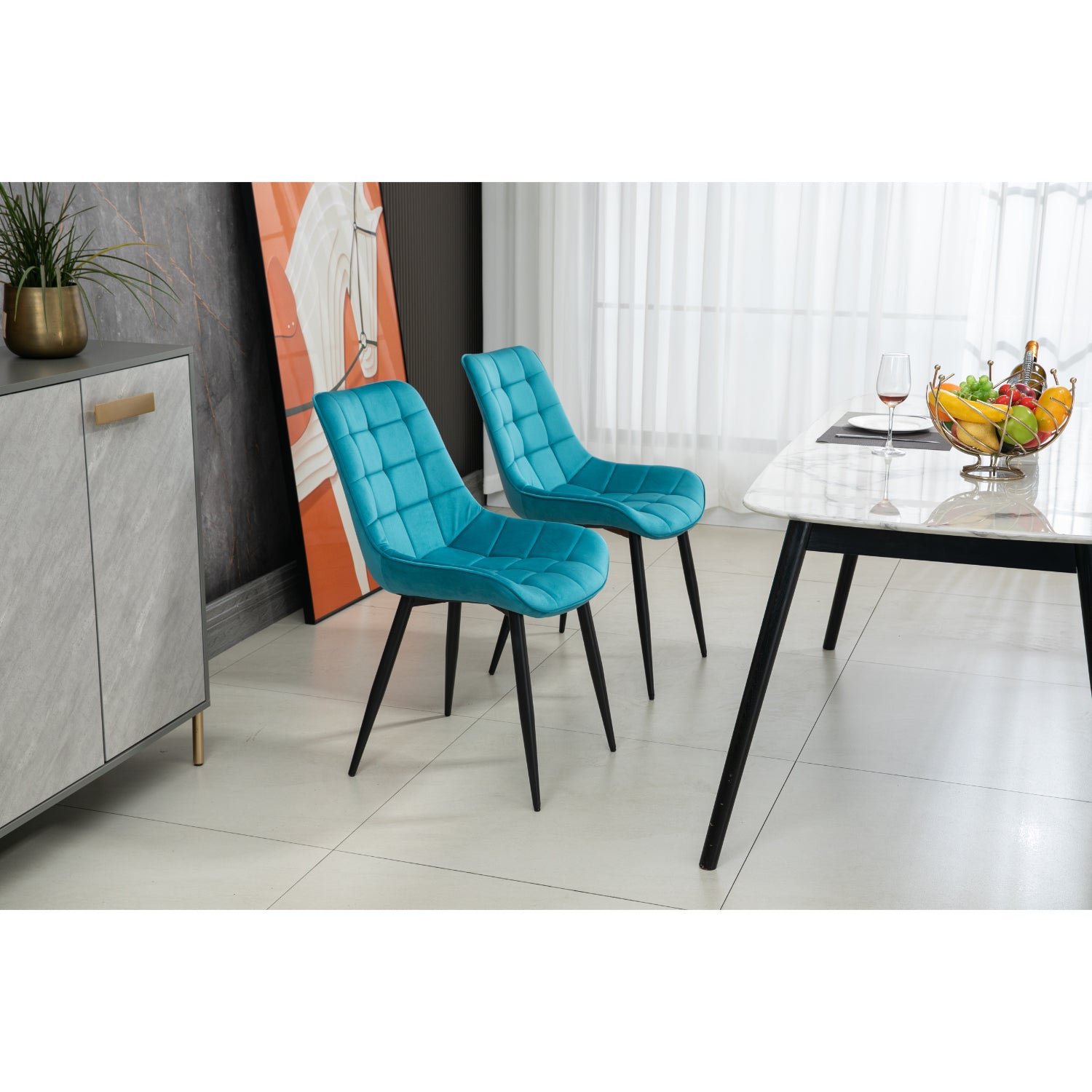 Aurora - Dining Chair - Blue Velvet