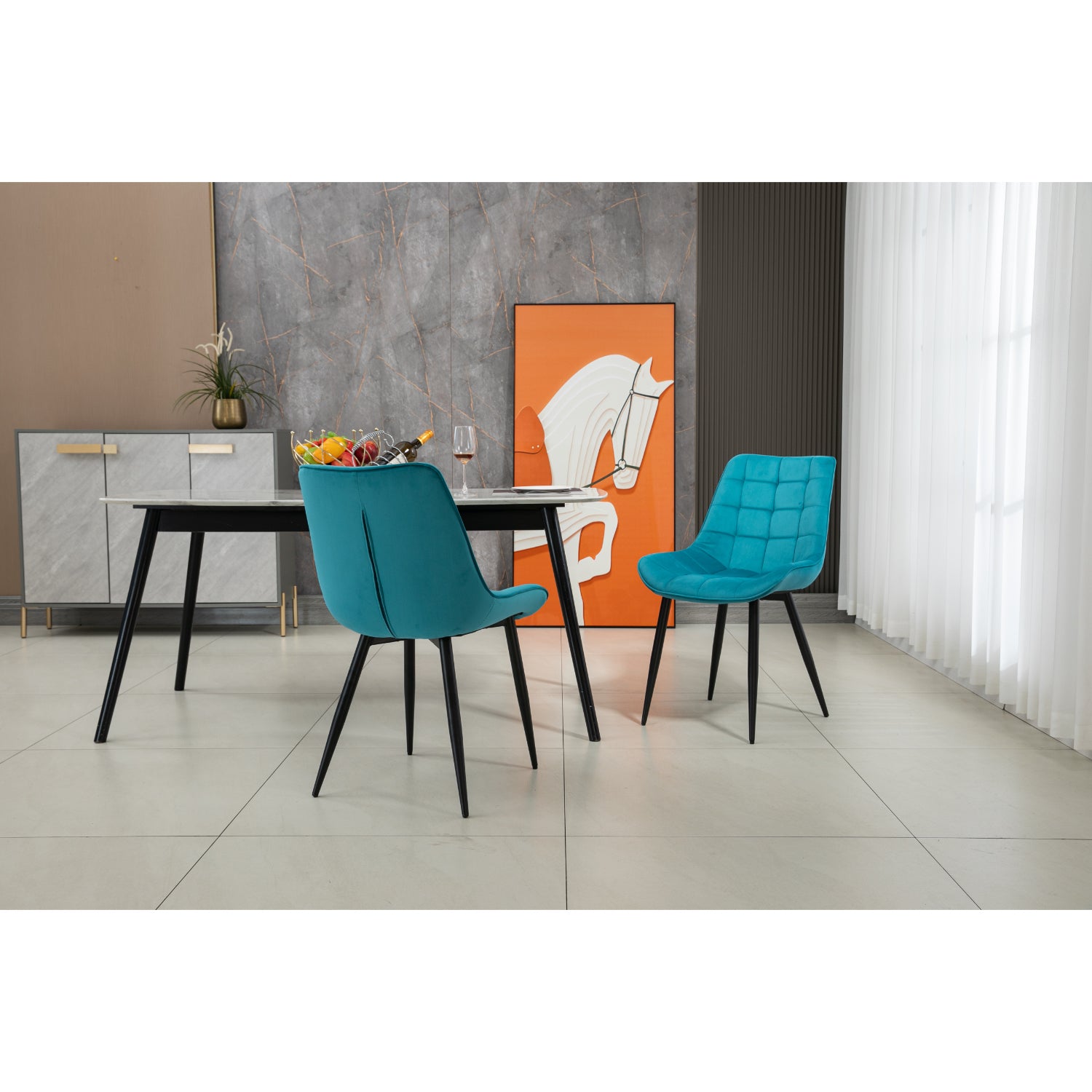 Aurora - Dining Chair - Blue Velvet