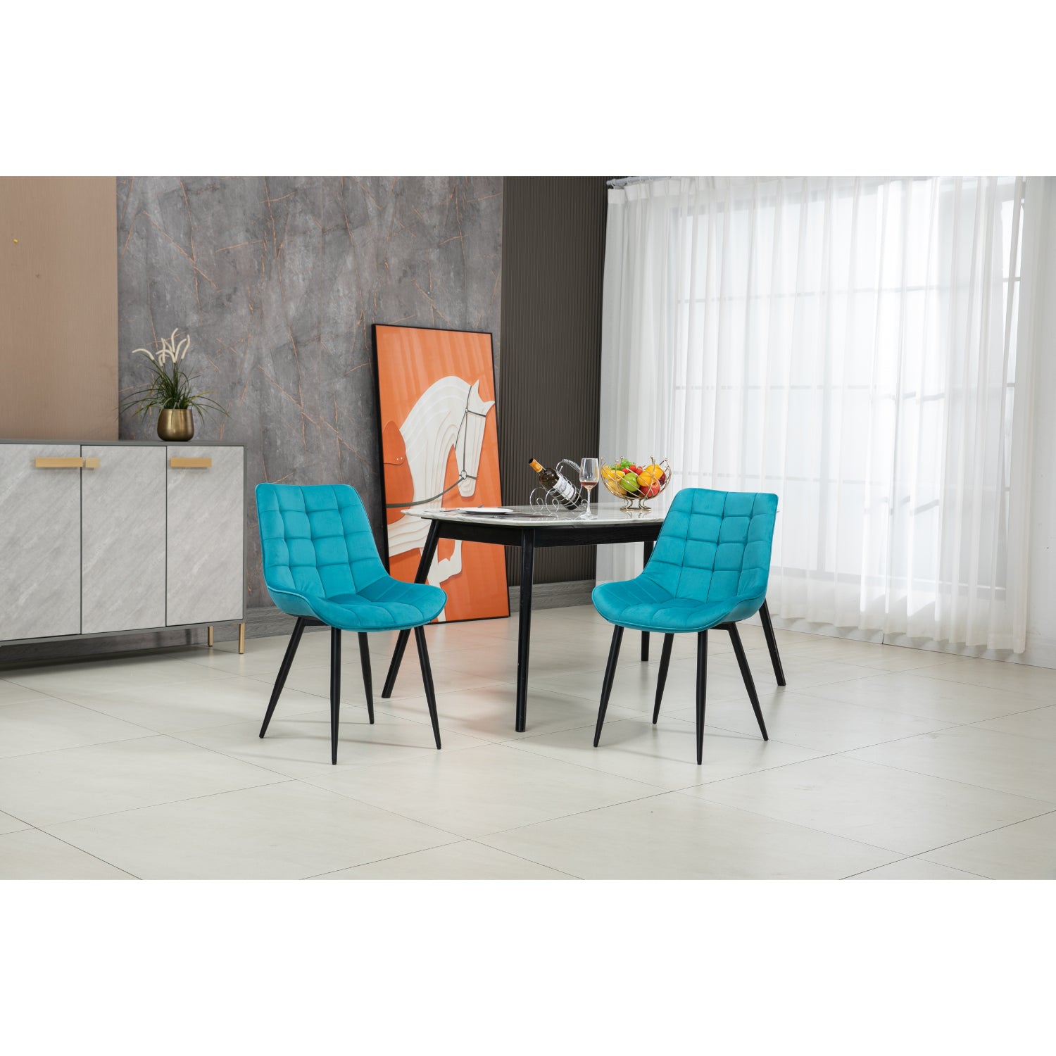 Aurora - Dining Chair - Blue Velvet