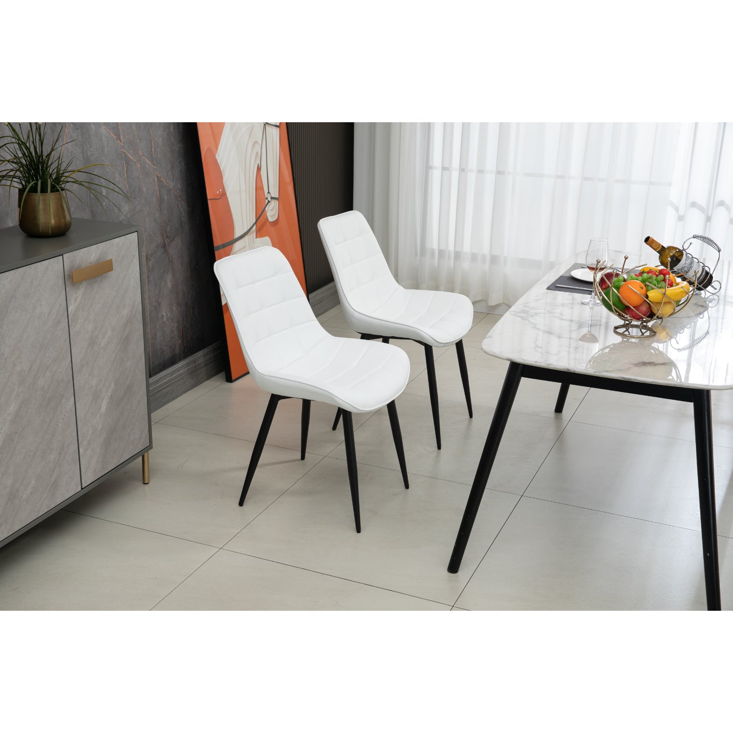 Aurora - Dining Chair - White PU Leather