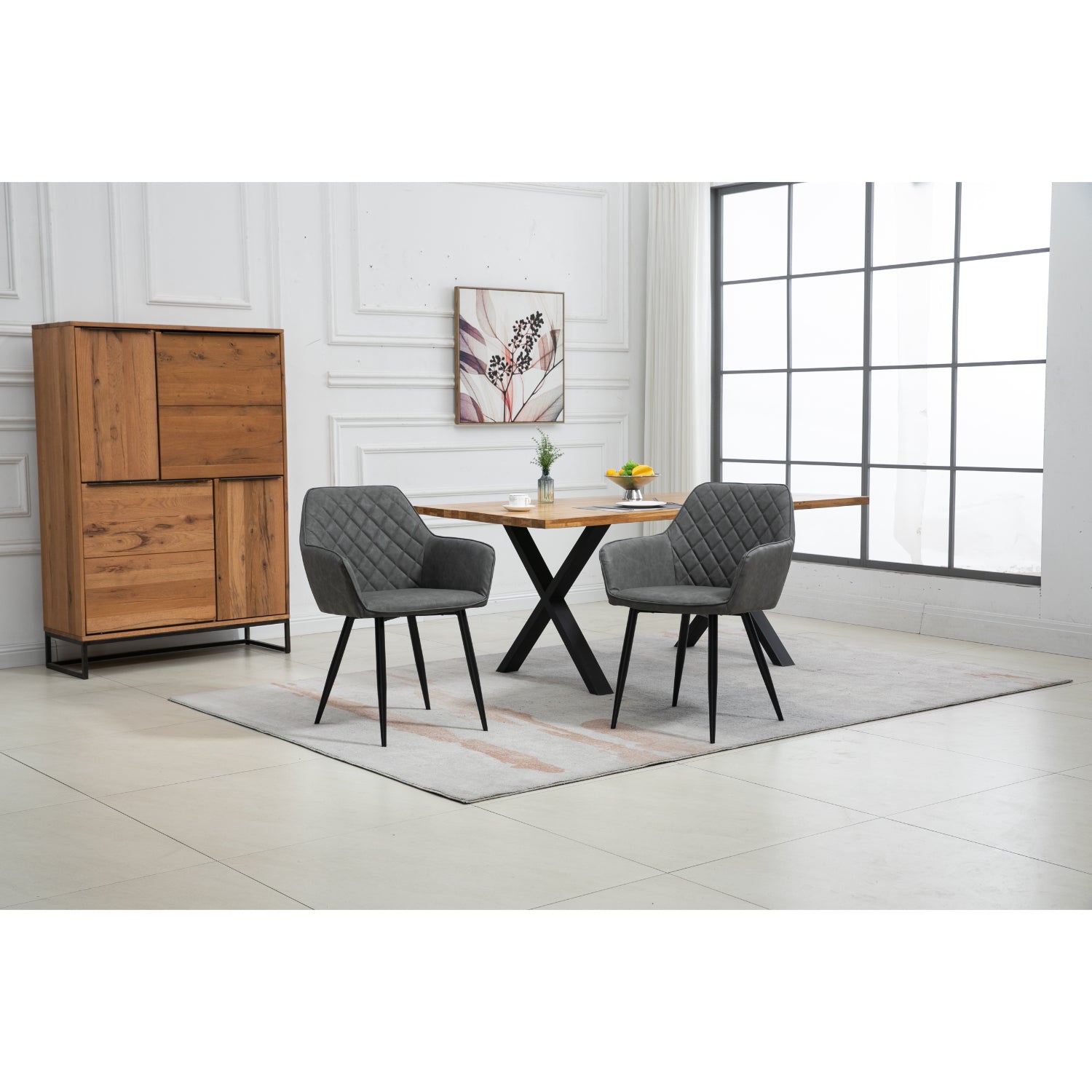 Livia - Dining Chair - Grey PU Leather