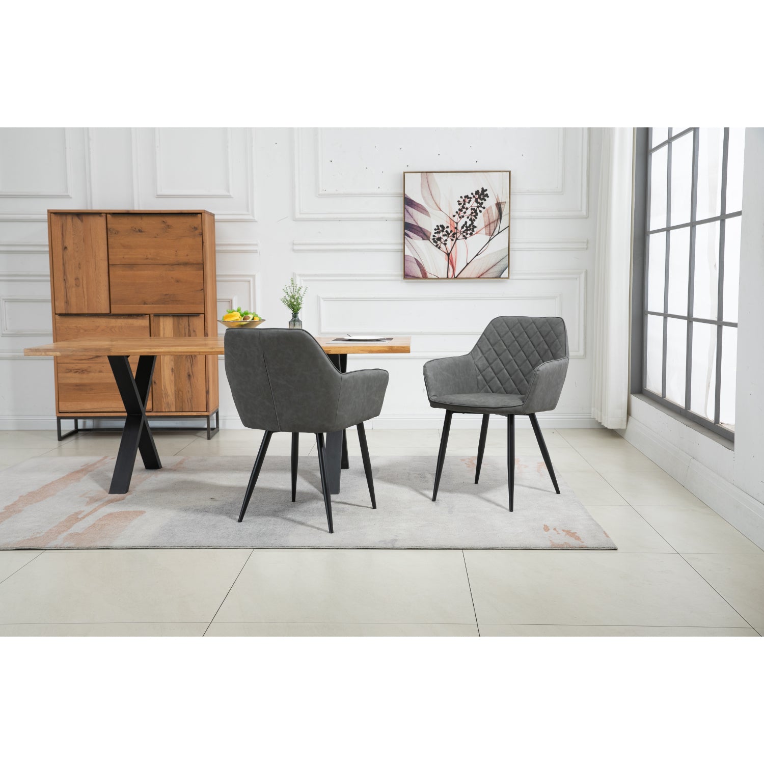 Livia - Dining Chair - Grey PU Leather